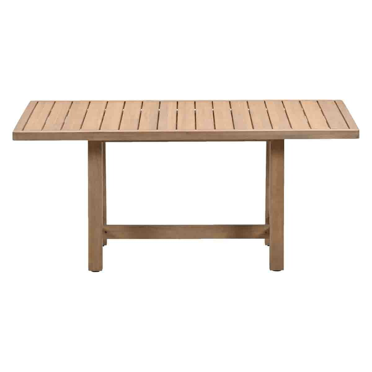 Wooden table with slatted top. Brown color. Isolated on white background.