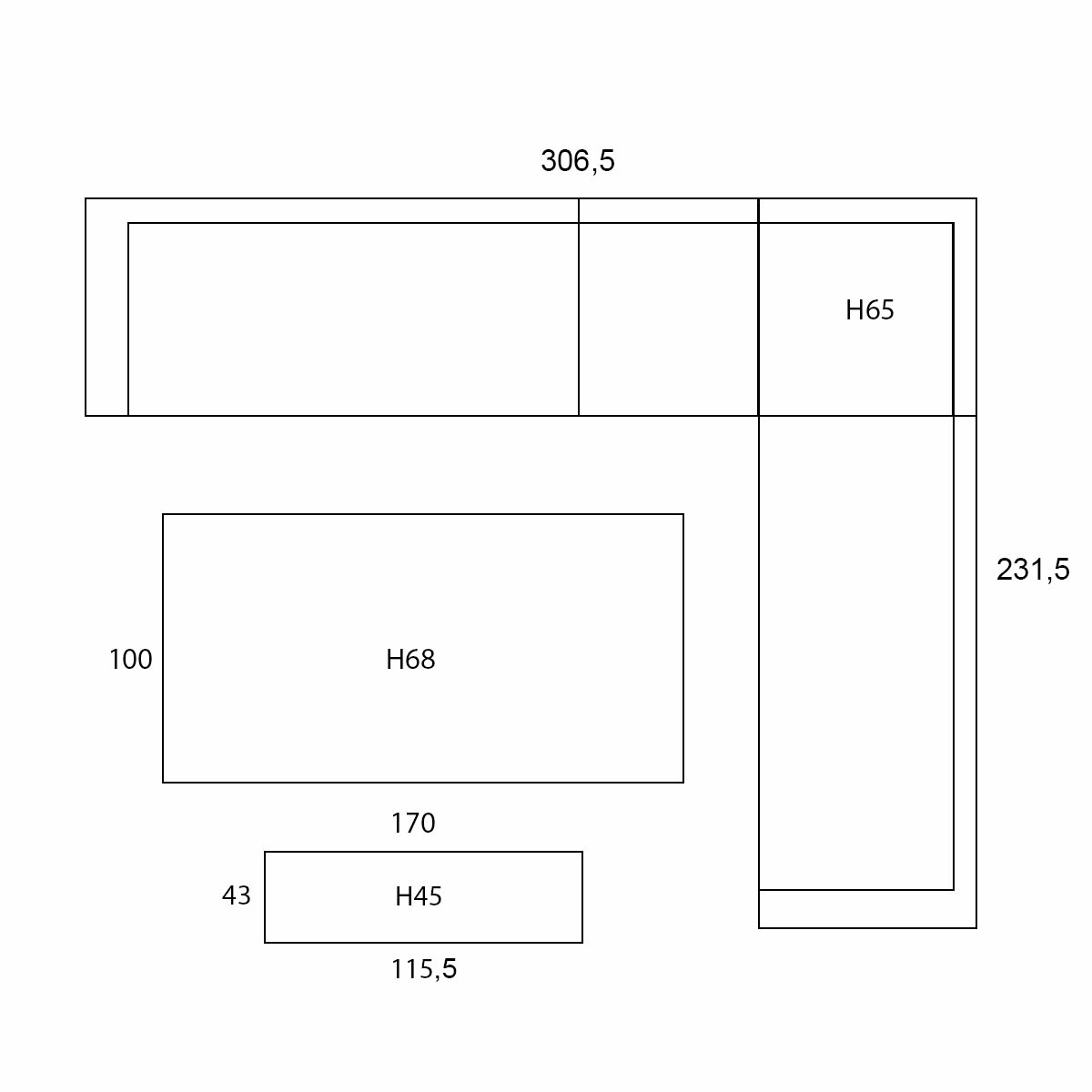 A diagram with rectangles and dimensions in centimeters.