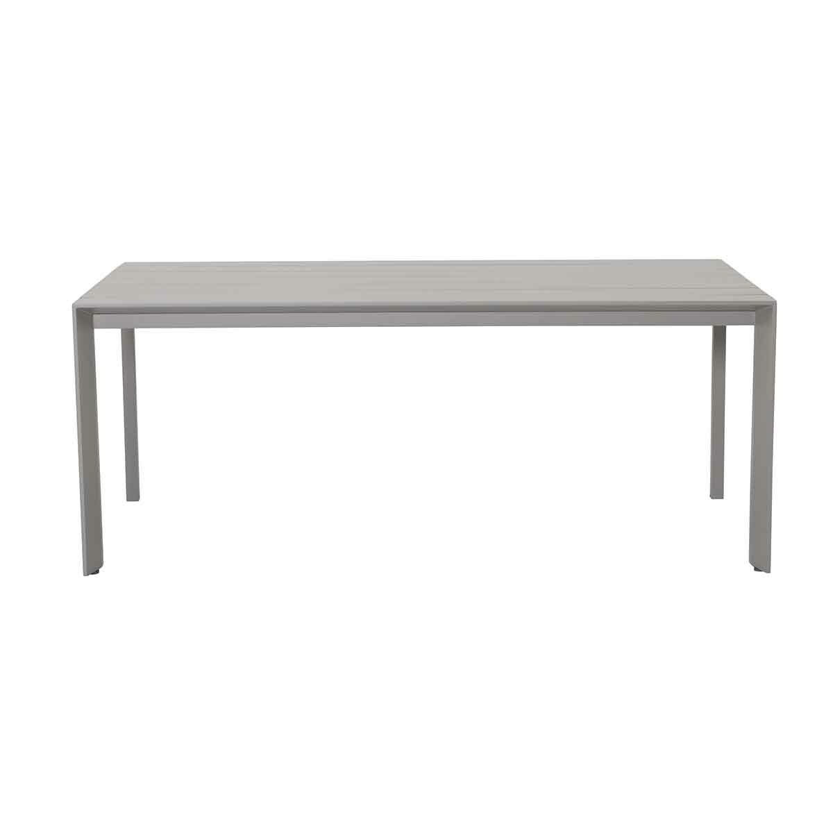 Gray rectangular outdoor table with four legs. Isolated on white background.