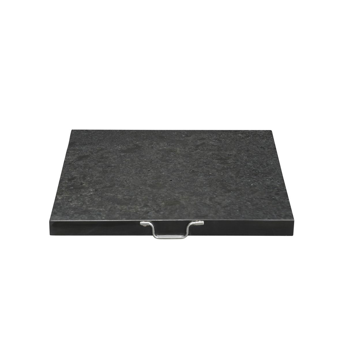 Black square base with a silver handle. Isolated on white background.