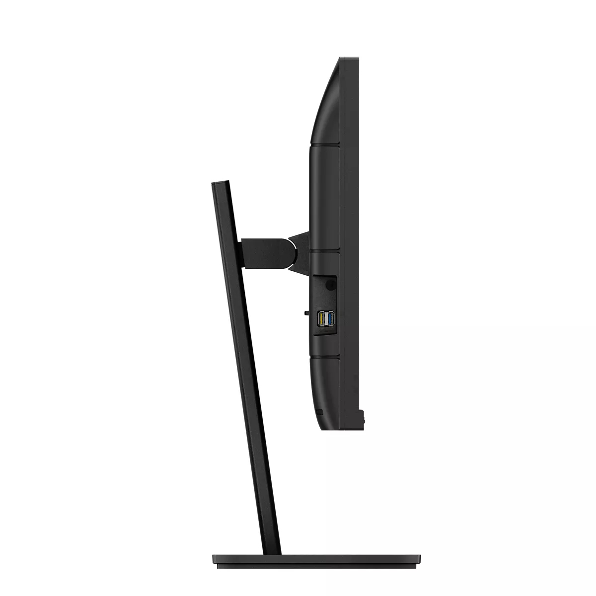 Widok z boku czarnego monitora ze stojakiem.