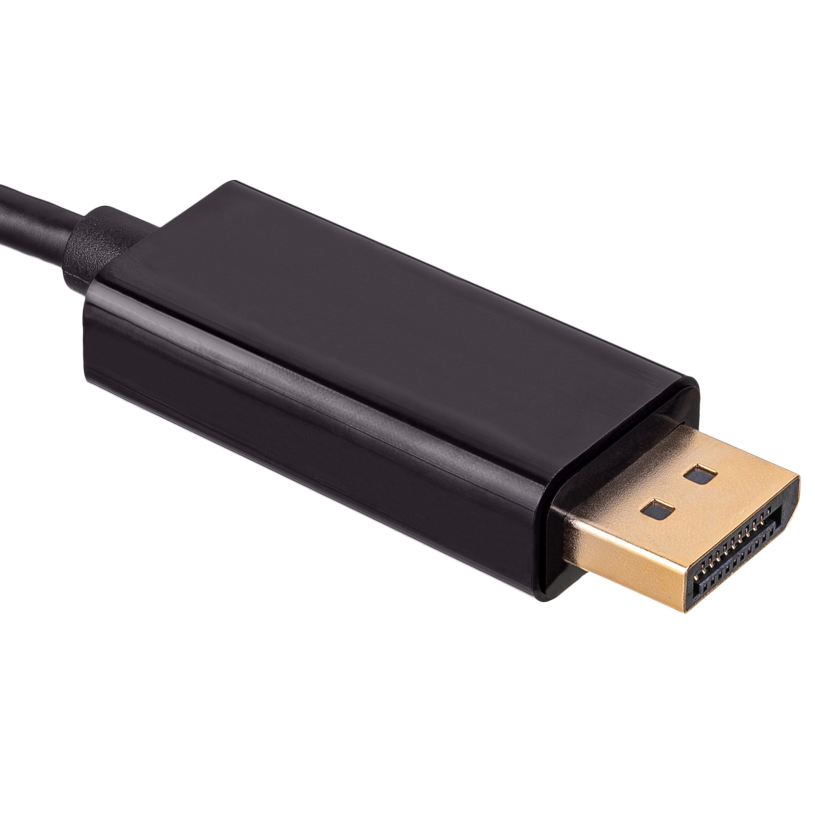 Zbliżenie czarnego złącza DisplayPort.