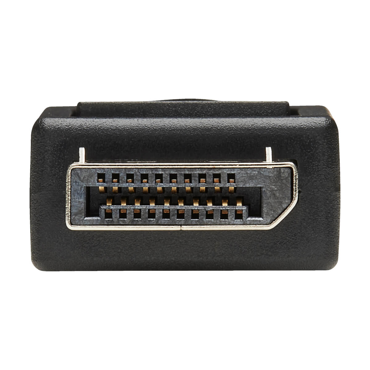 Zbliżenie czarnego złącza DVI na białym tle.