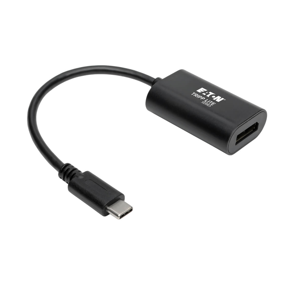 Czarny adapter USB-C do USB z marką EATON Tripp Lite series.