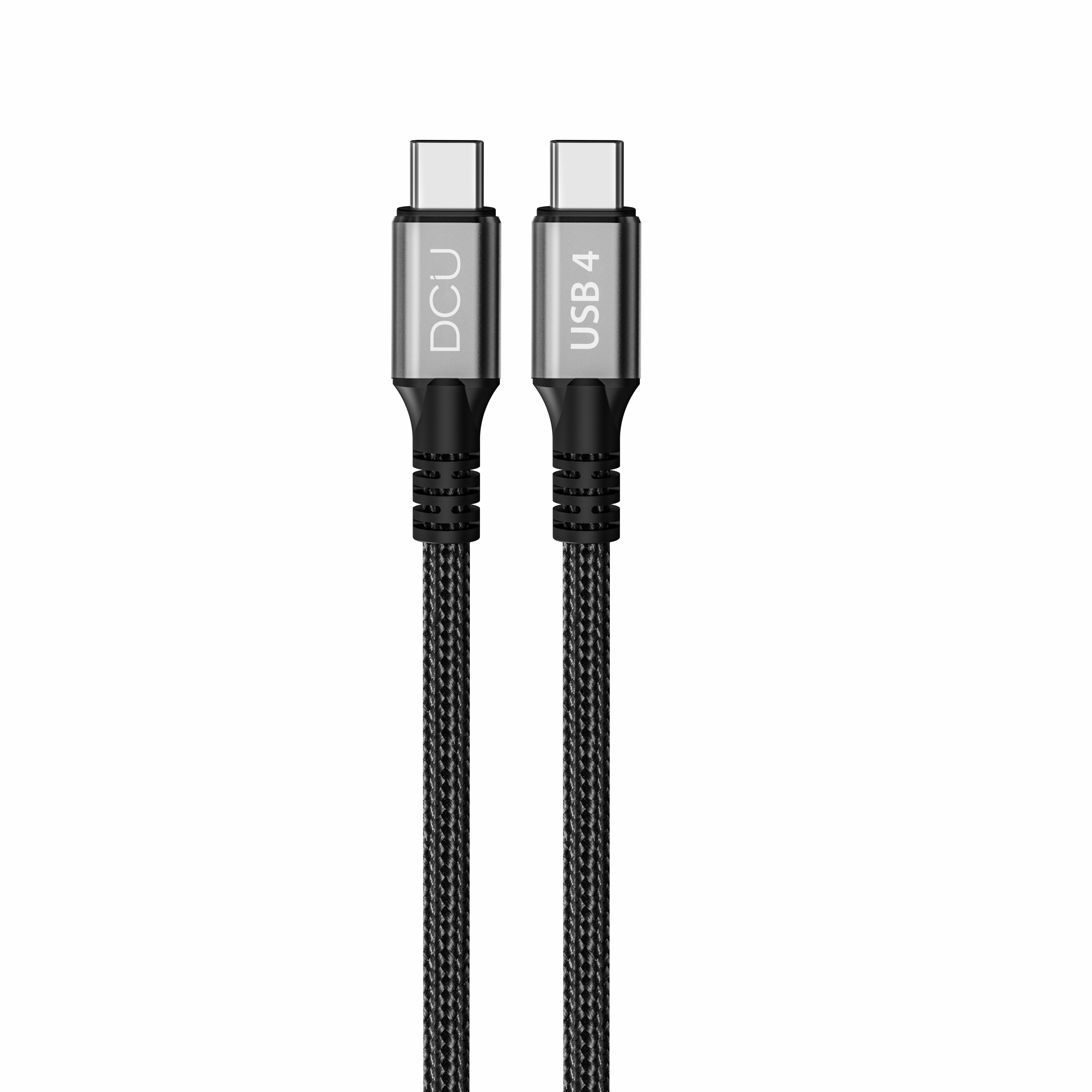 Due cavi USB 4 neri con marcature DCU e USB 4 sui connettori.