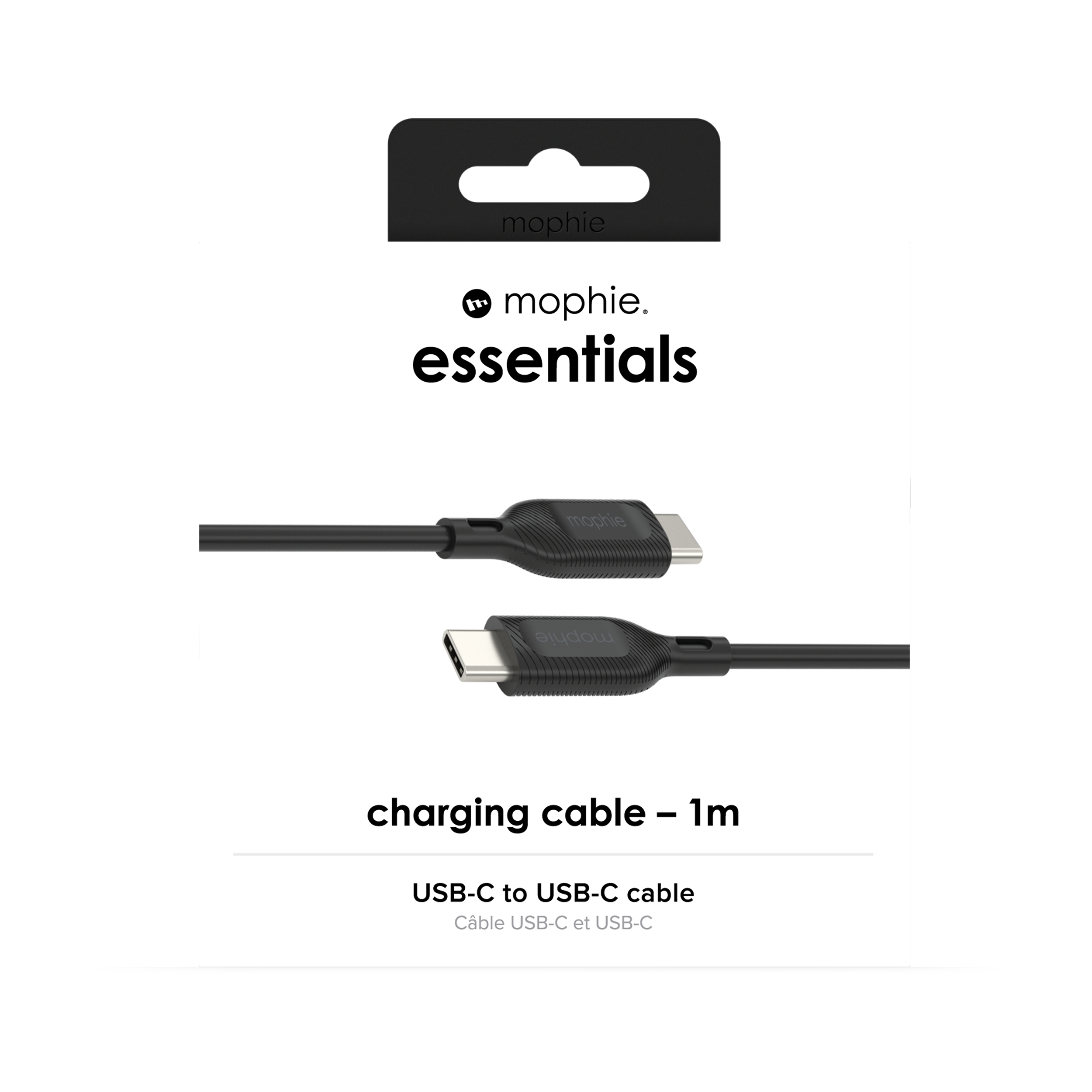 Confezione del cavo di ricarica Mophie con immagine di cavo USB-C. Sfondo bianco.