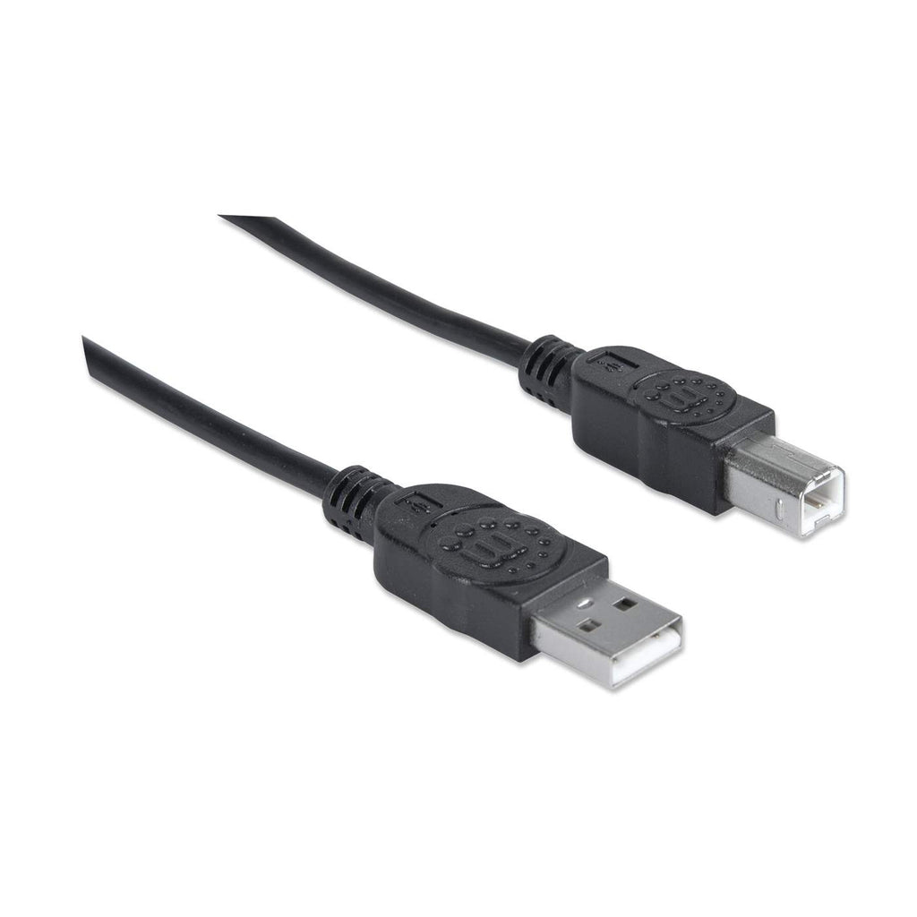 Black USB to USB cable, angled on a white background.