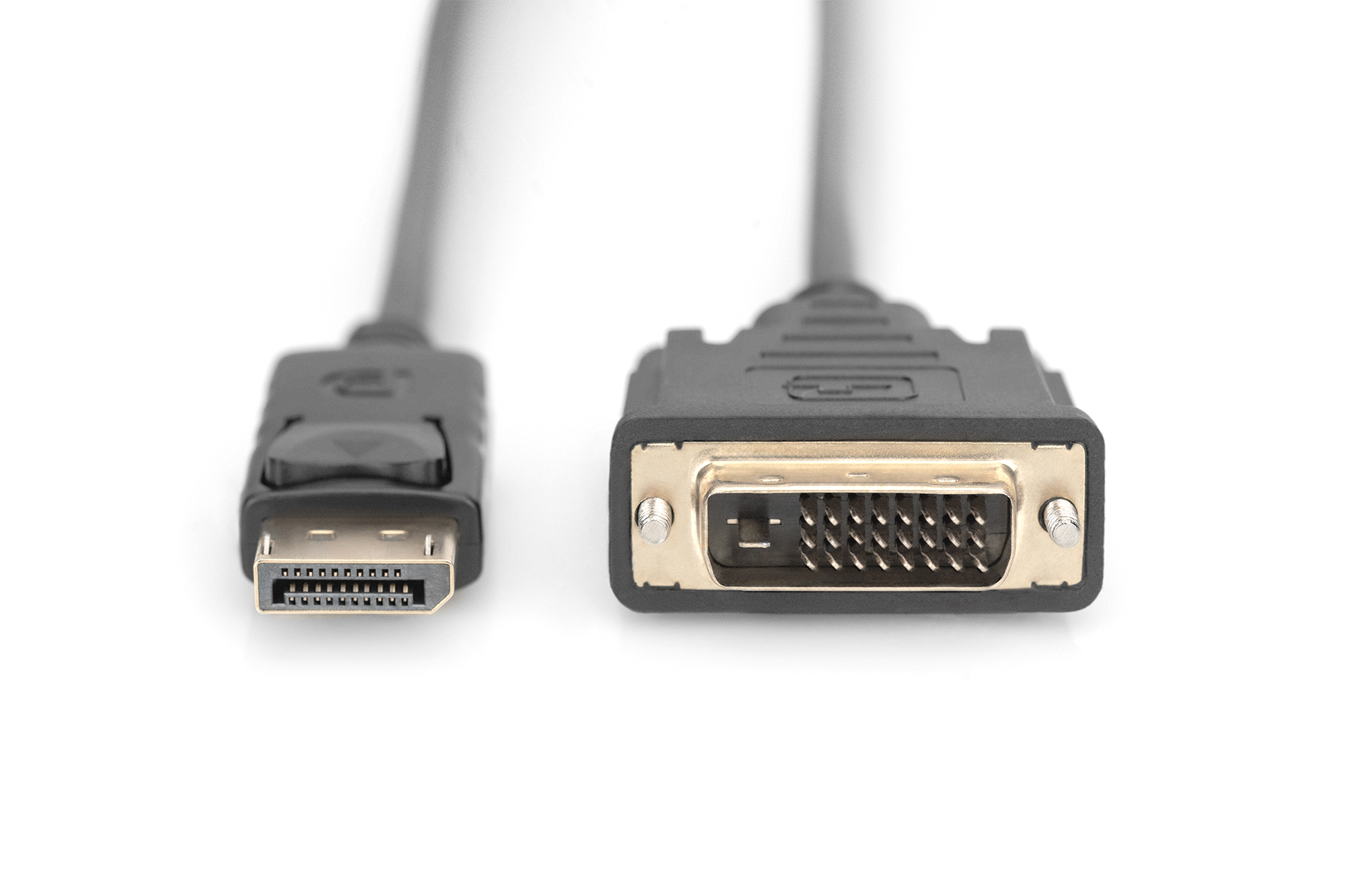 Zbliżenie na złącza DisplayPort i DVI. DisplayPort po lewej, DVI po prawej.