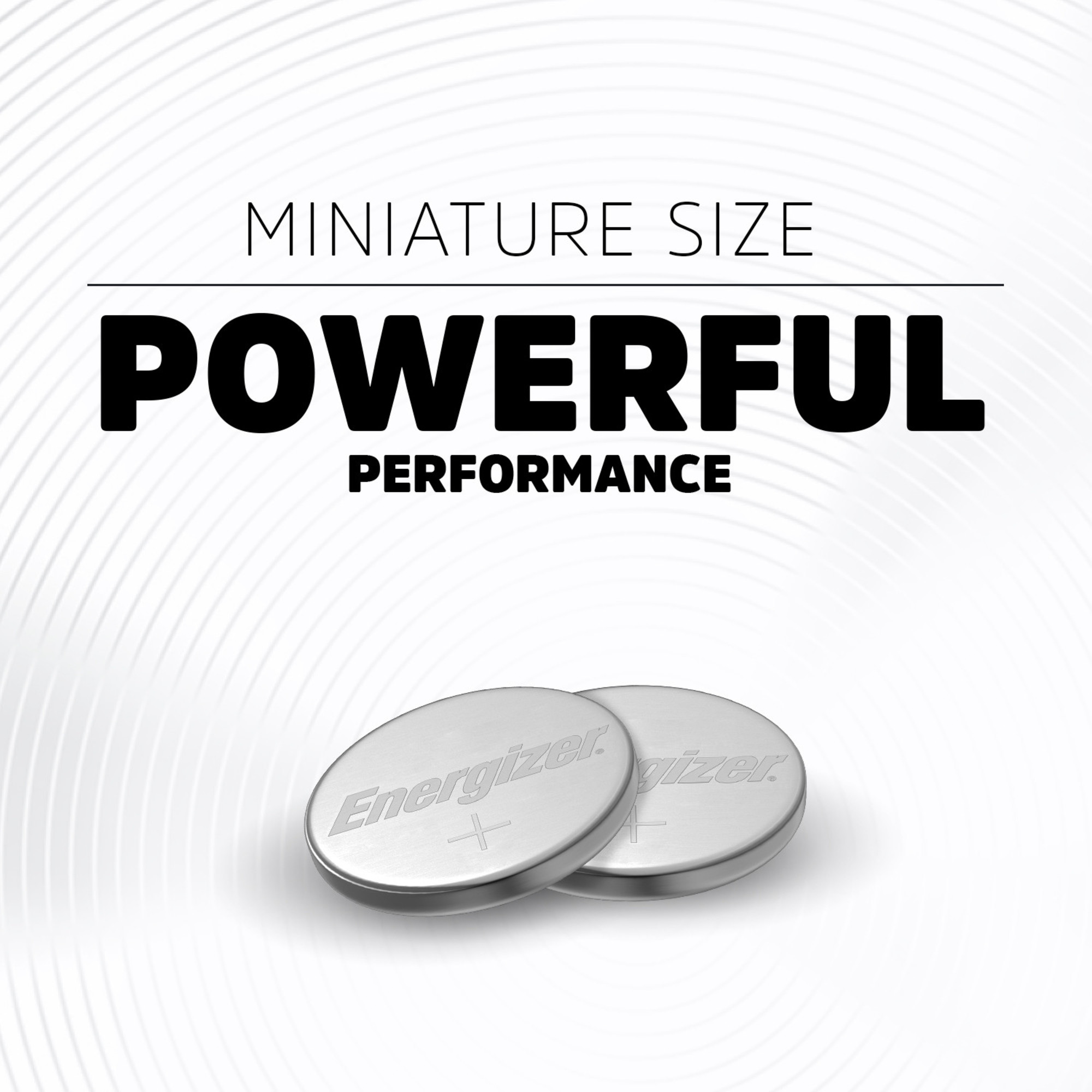 Dwie srebrne baterie Energizer ze znakiem plus na białym tle.