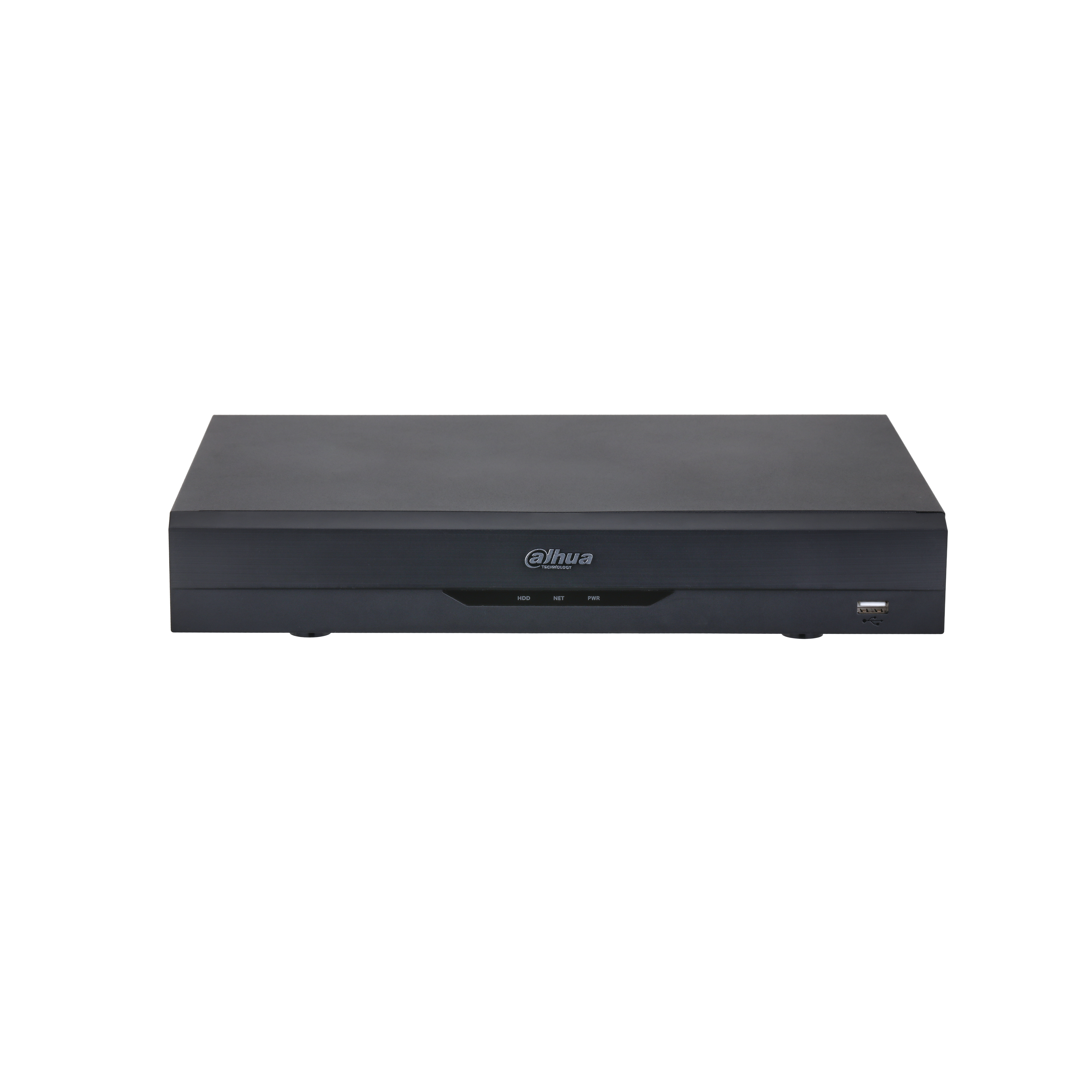 Un dispositivo DVR nero con il marchio 'ahua'. Ha una porta USB.