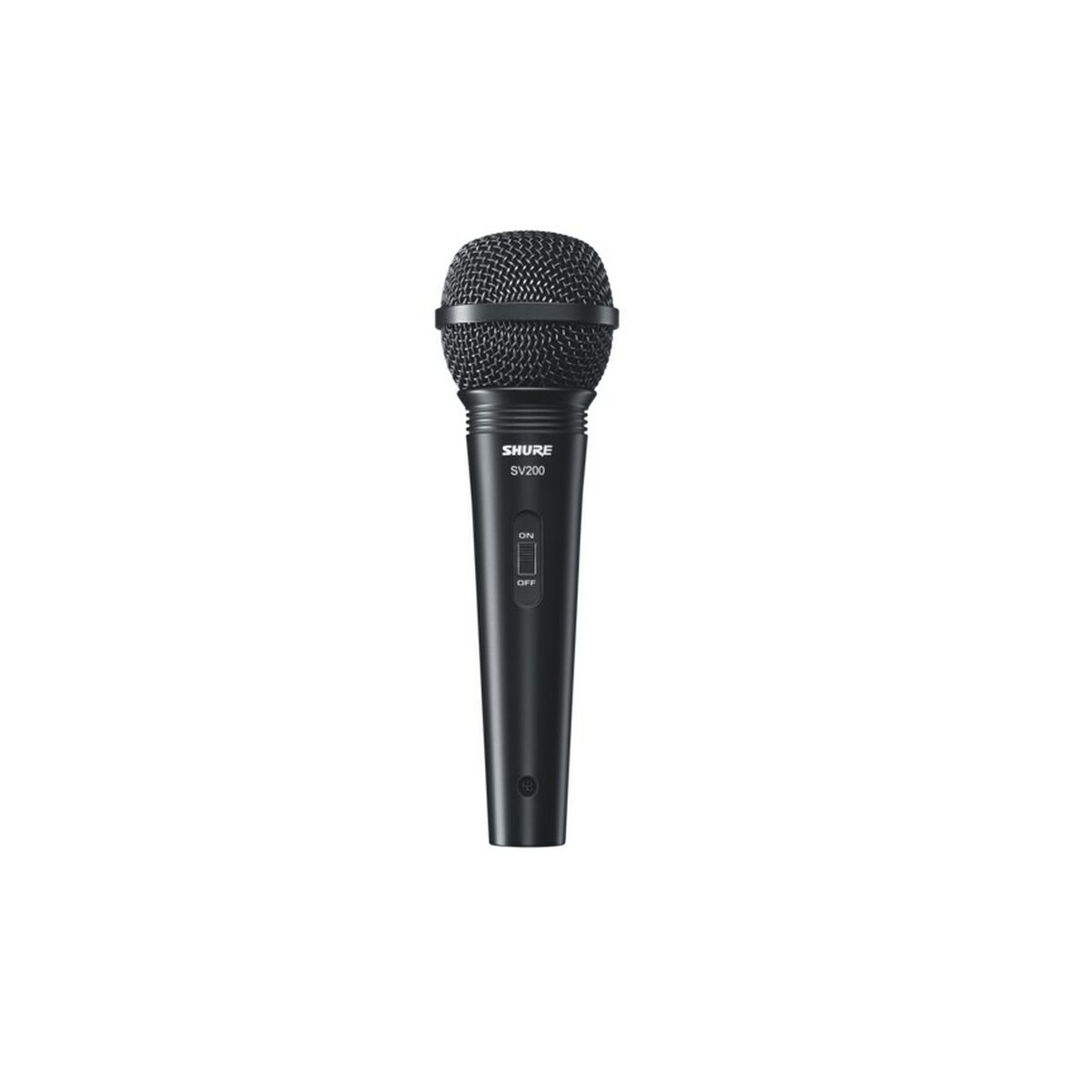 Czarny mikrofon Shure SV200, mikrofon ręczny.