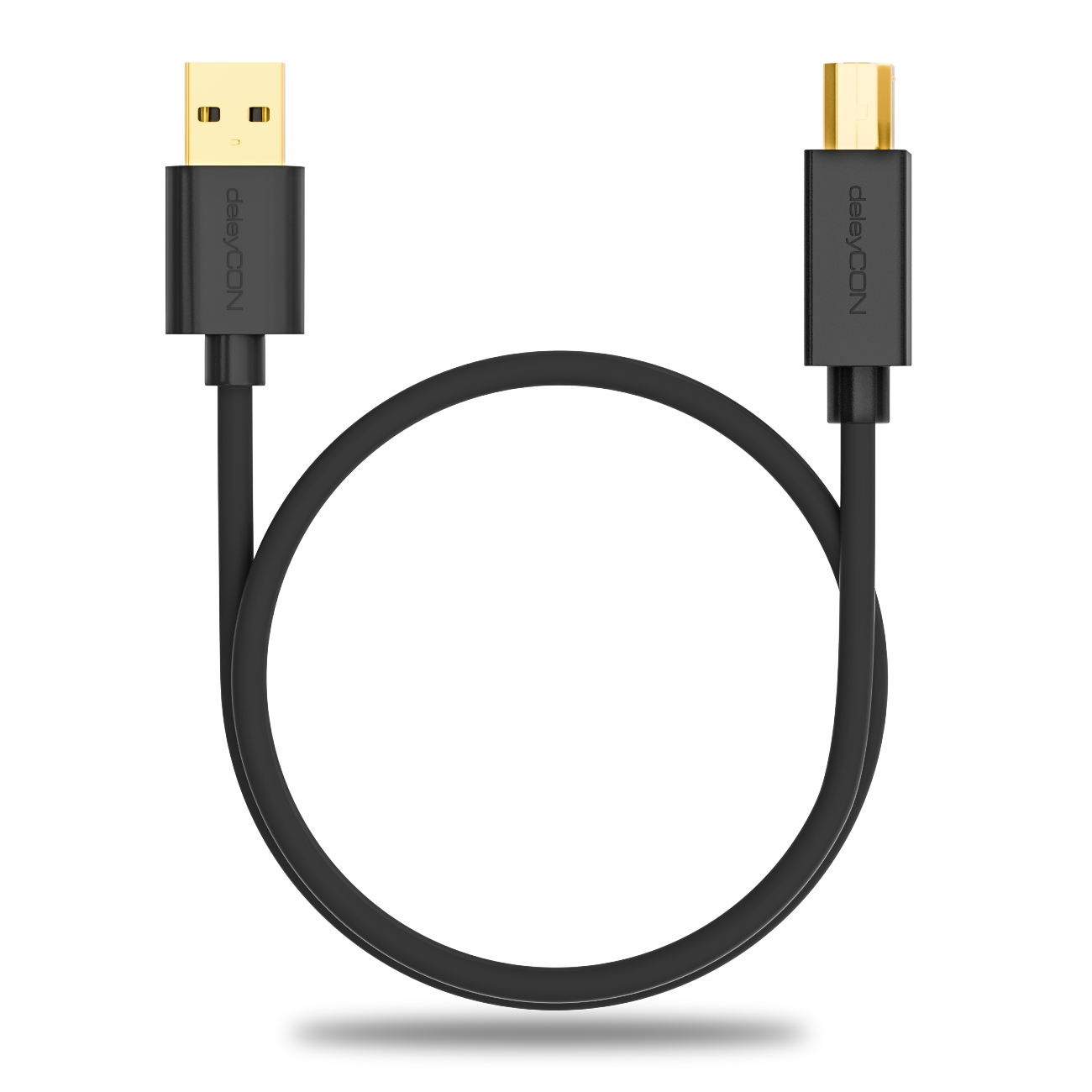 Schwarzes USB-Kabel mit USB-A-Anschluss an beiden Enden.
