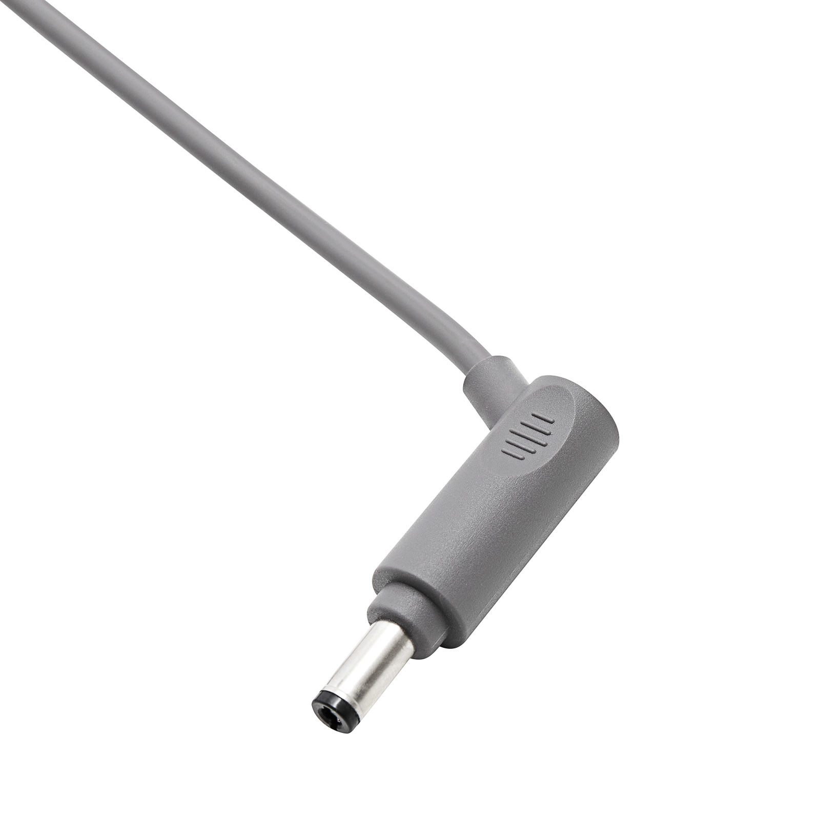 Szare złącze kątowe do urządzenia, wyizolowane na białym tle.