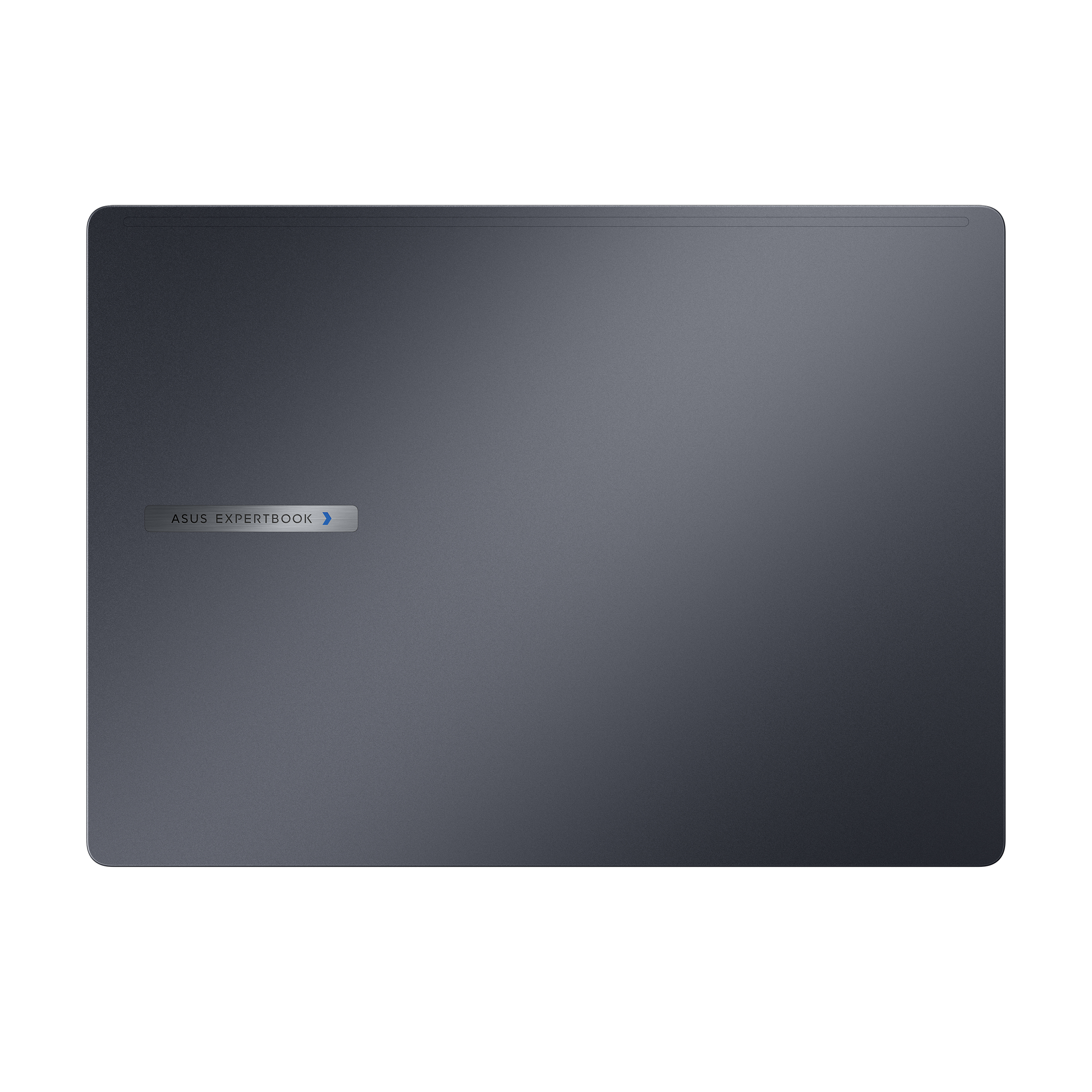 Dunkelgraues Laptop, geschlossen. ASUS ExpertBook-Logo auf dem Deckel.