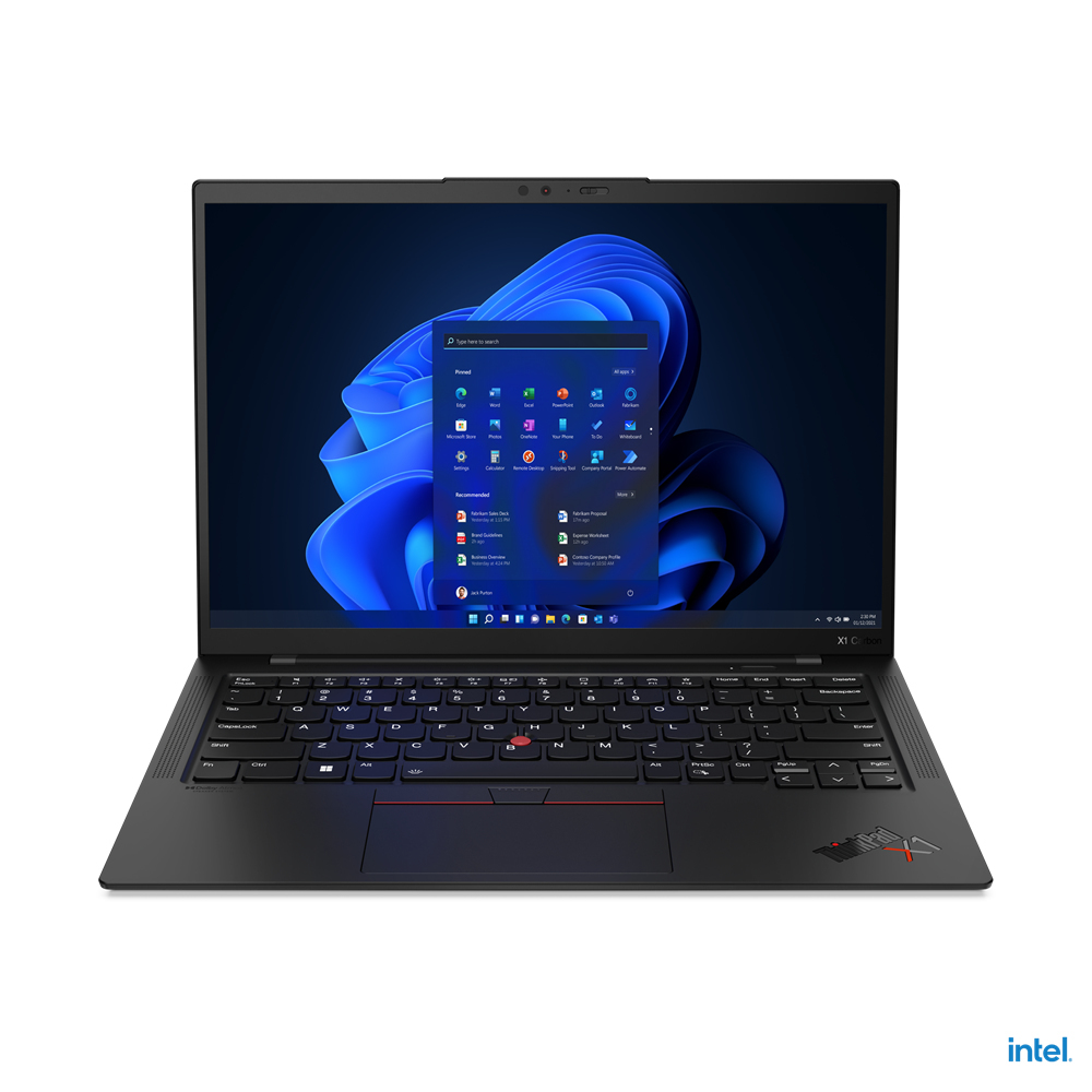 Ekranında Windows 11 arayüzü olan siyah dizüstü bilgisayar, klavye ve izleme dörtgeni.