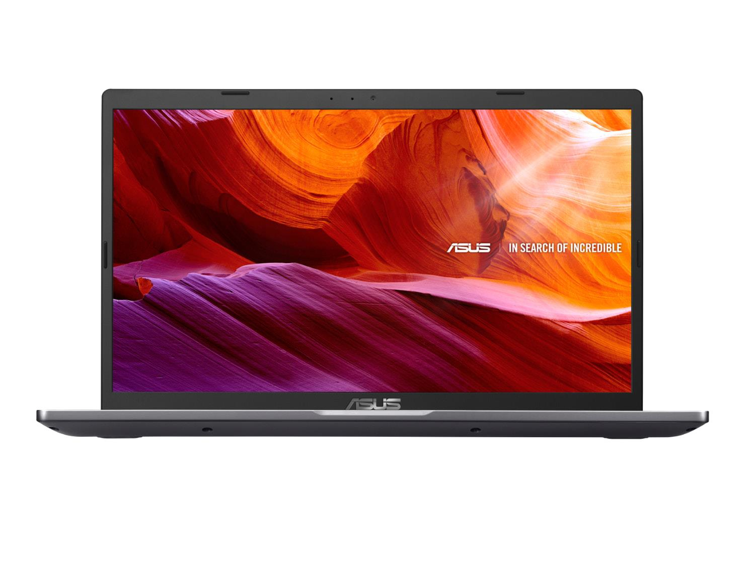 Laptop mit farbenfroher Berglandschaft auf dem Bildschirm. ASUS-Logo darunter.