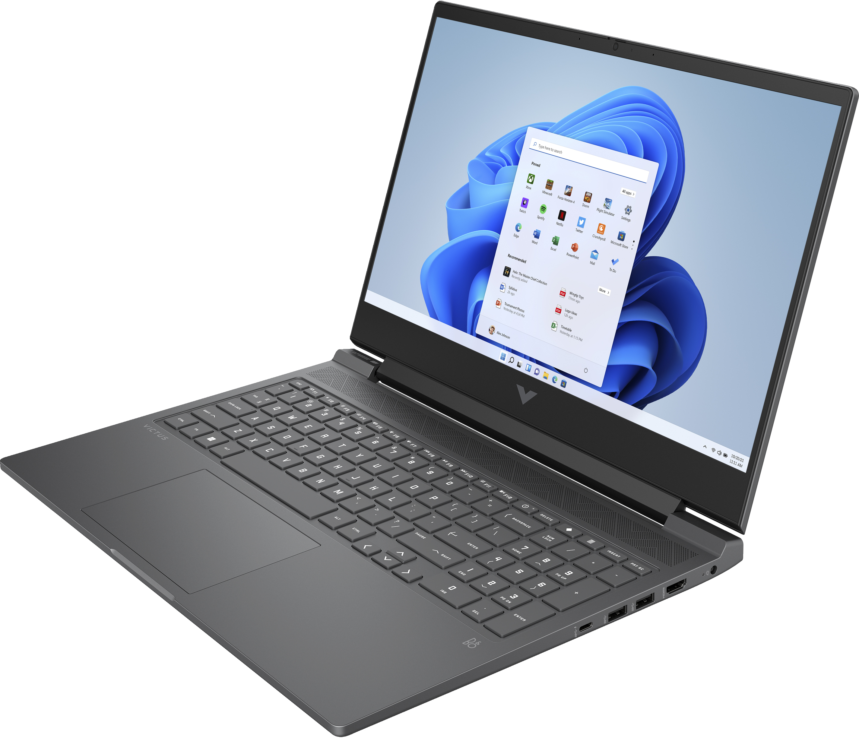 Ekranında Windows 11 olan dizüstü bilgisayar. Ekran, çeşitli uygulama simgelerini ve başlangıç menüsünü gösterir.