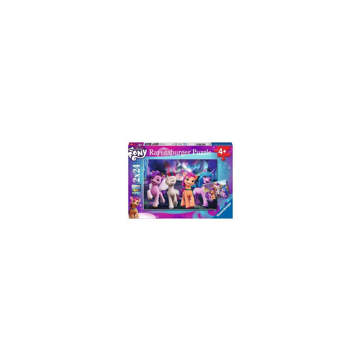 Scatola di puzzle con personaggi di My Little Pony. La scatola mostra i pony e il logo Ravensburger.