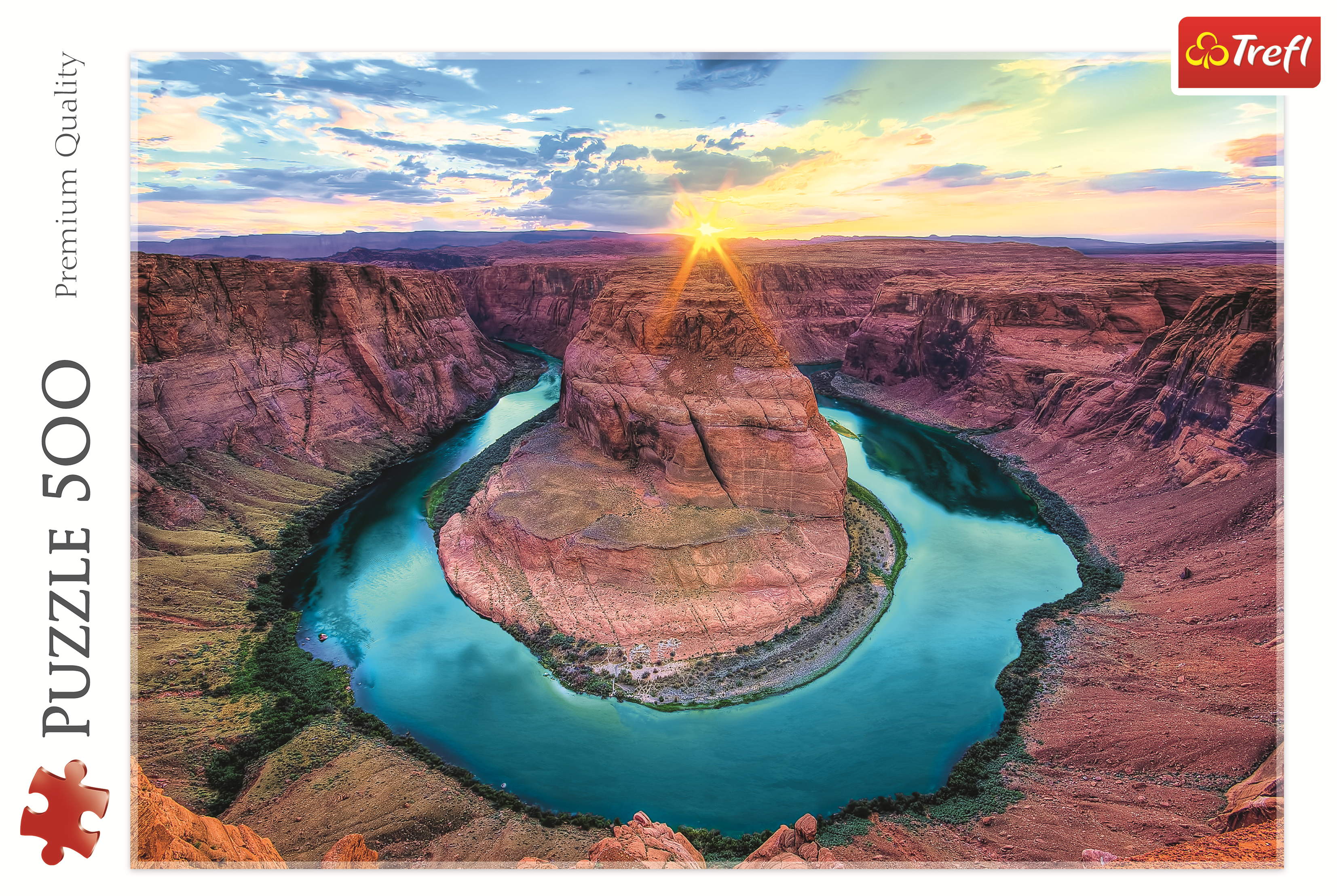 Puzzle di Horseshoe Bend con sole, fiume e formazione rocciosa.