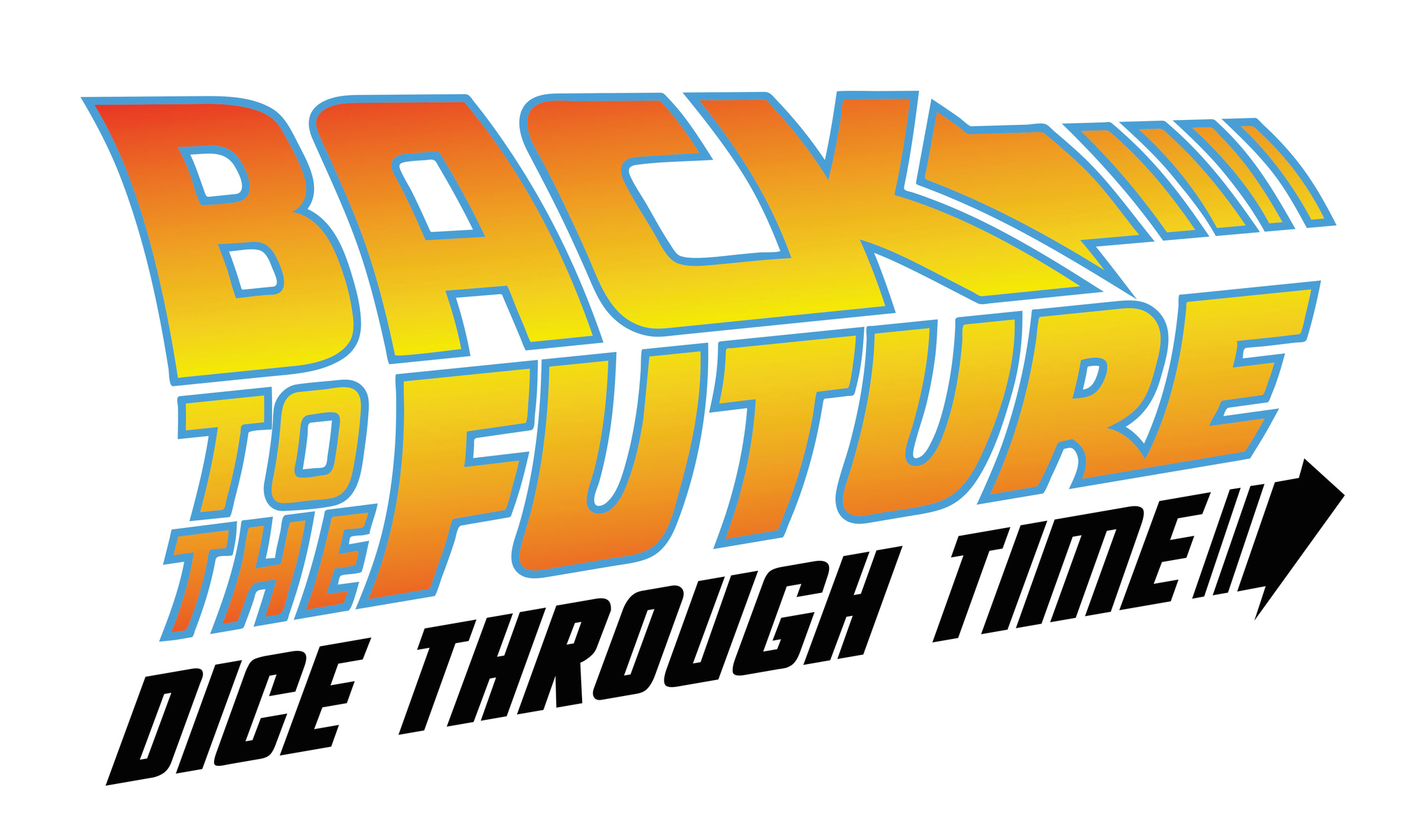Logo 'Powrót do przyszłości' w stylizowanym projekcie, z tekstem.