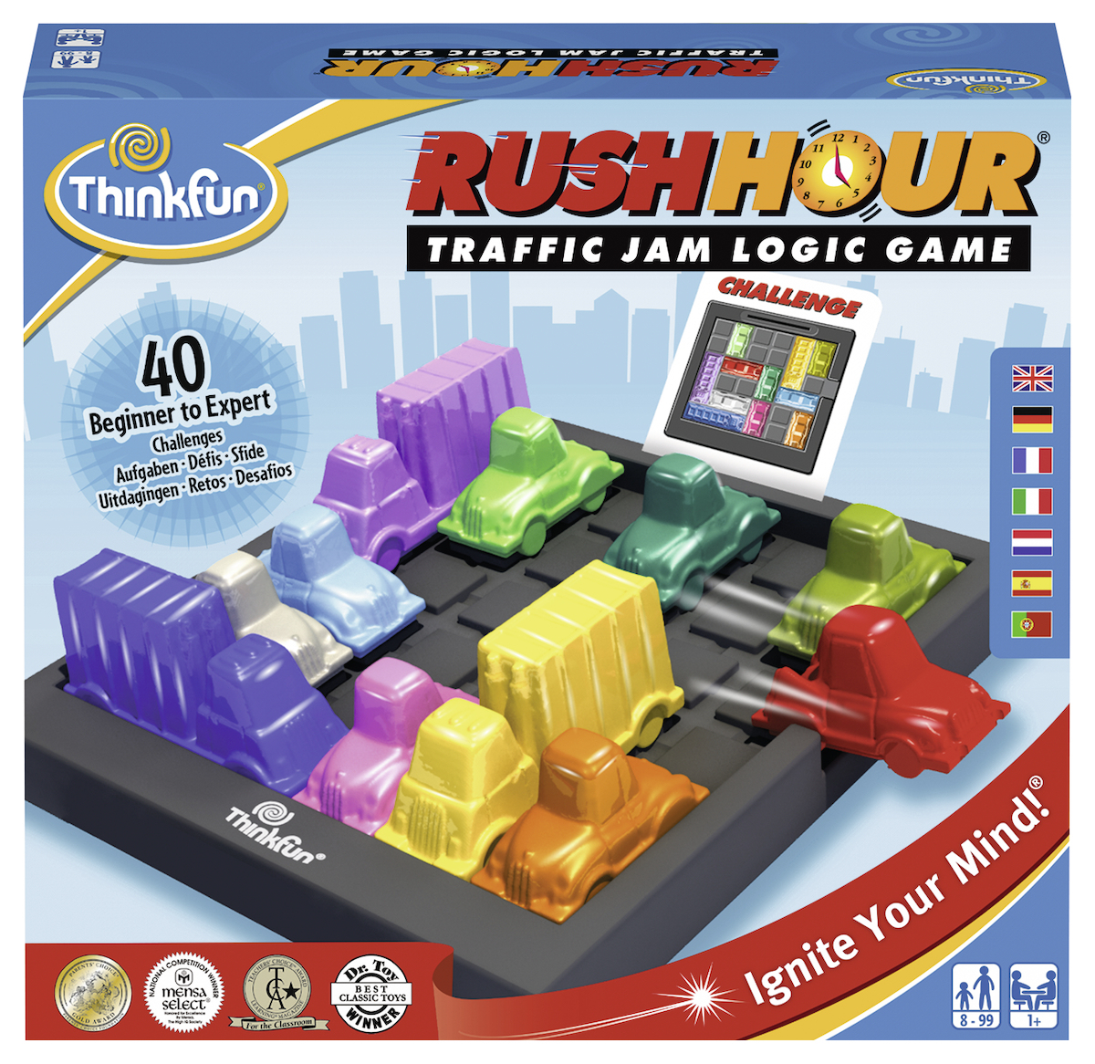 Rush Hour verkeersopstopping logica spel met auto's en spelbord.