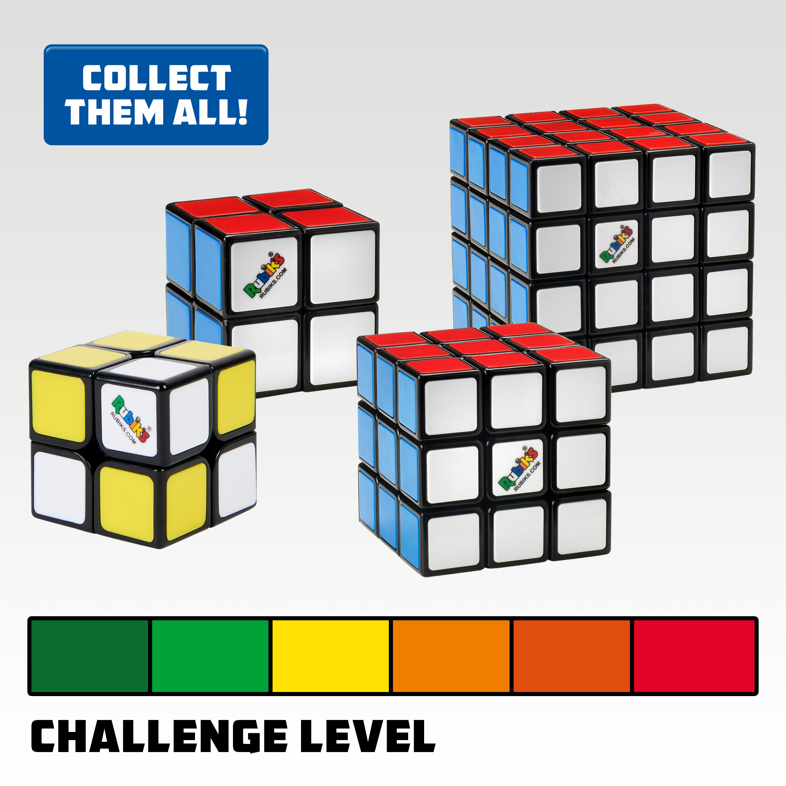 Rubik's Würfel in verschiedenen Größen und eine Farbanforderungs-Diagramm werden gezeigt.