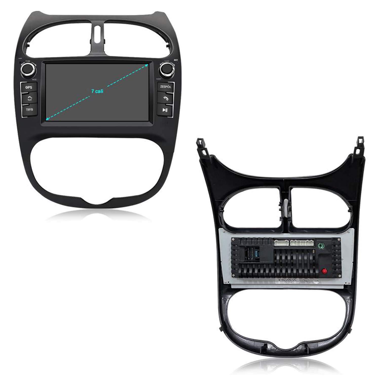 Deska rozdzielcza samochodu z ekranem i przyciskami do GPS i innych funkcji.