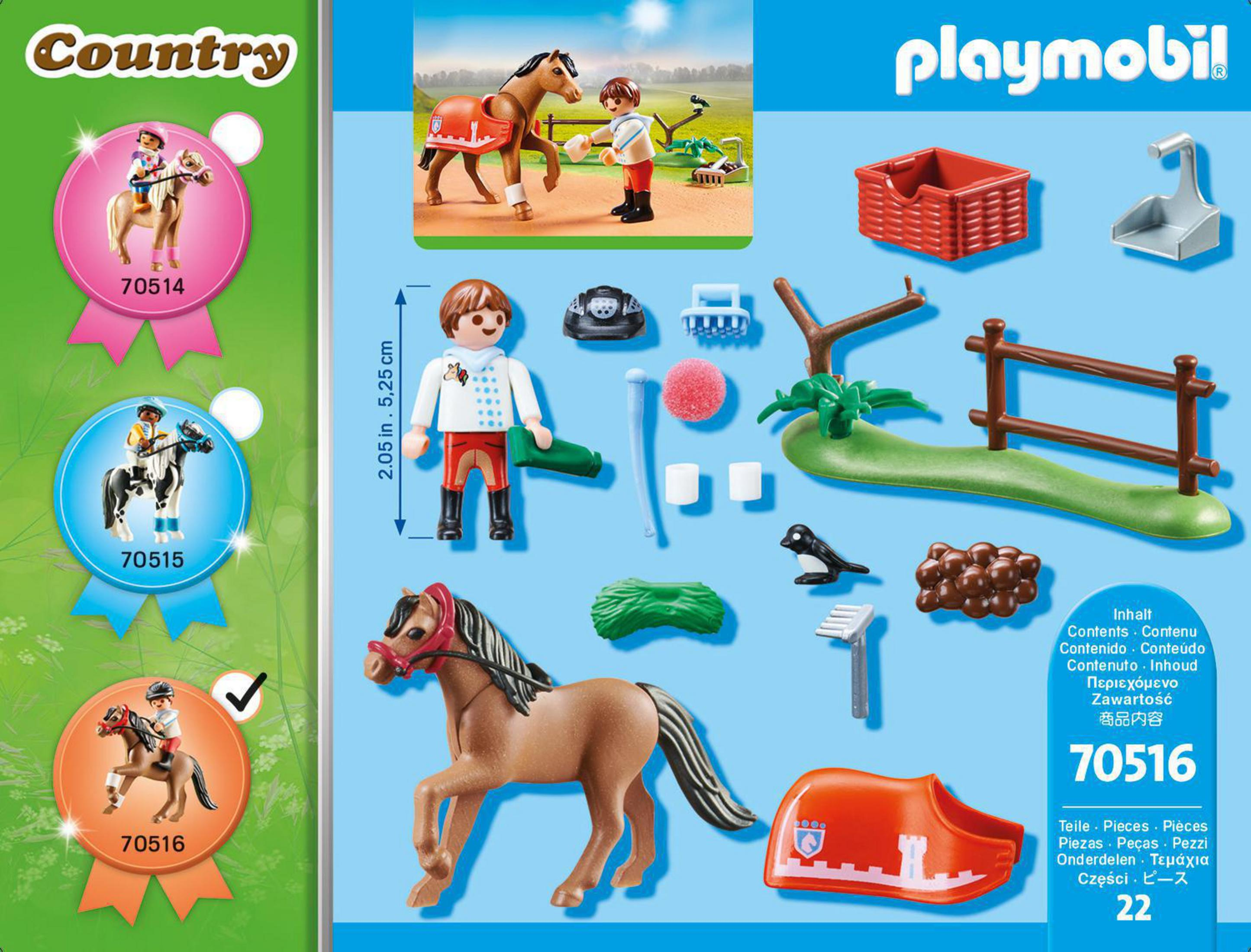 Zestaw Playmobil Country z koniem, jeźdźcem i akcesoriami.