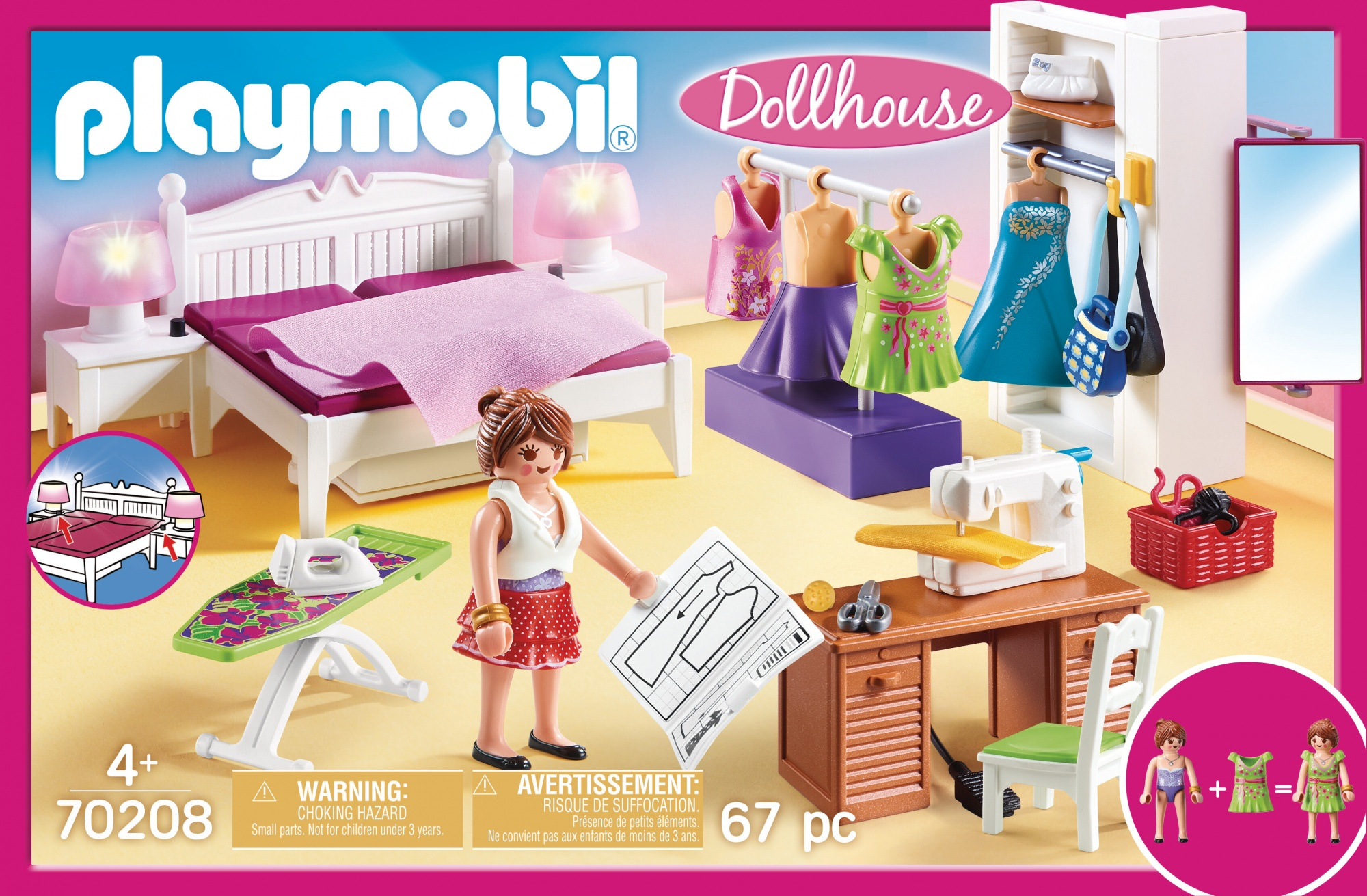 Zestaw Playmobil Domek dla lalek z lalką, meblami i ubraniami.