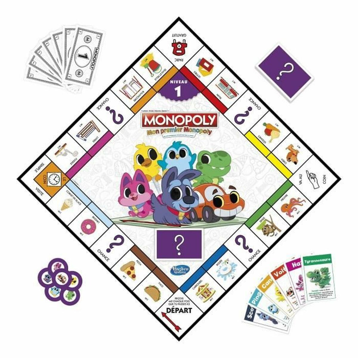 Gra planszowa Monopoly z postaciami z kreskówek.