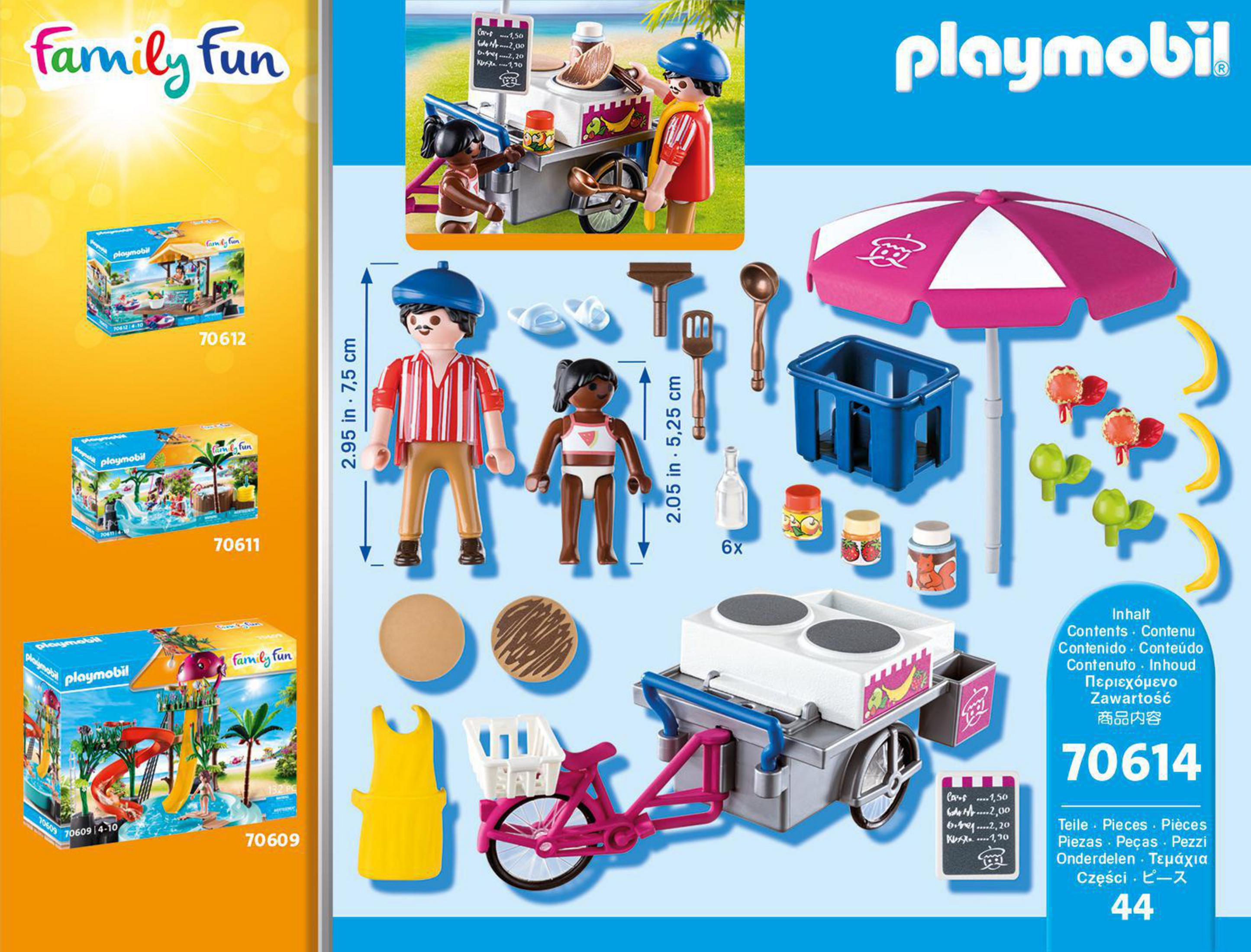 Stoisko z lodami Playmobil z figurkami i akcesoriami, scena na plaży.