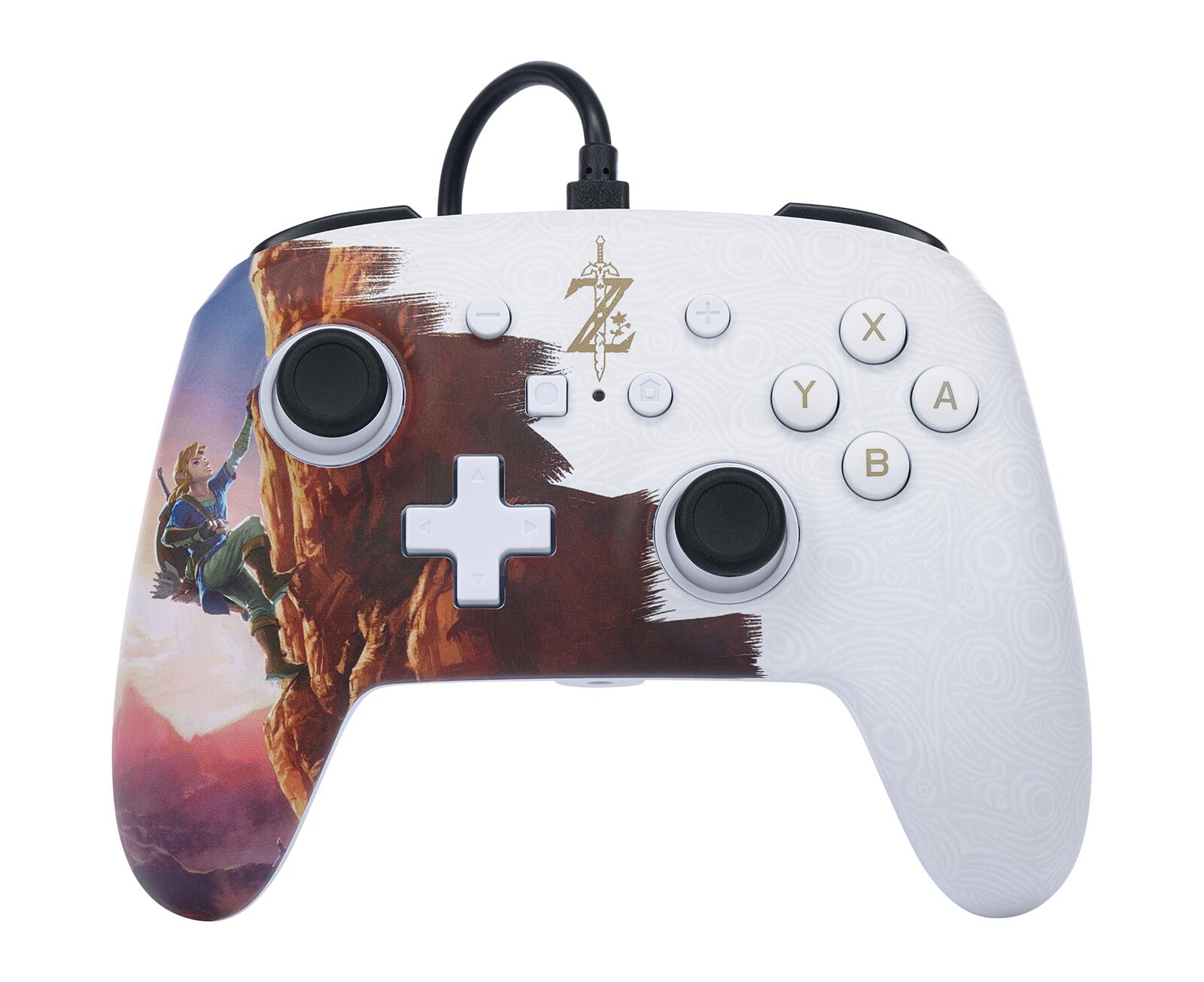 Controller Nintendo Switch bianco con design colorato a tema Zelda.