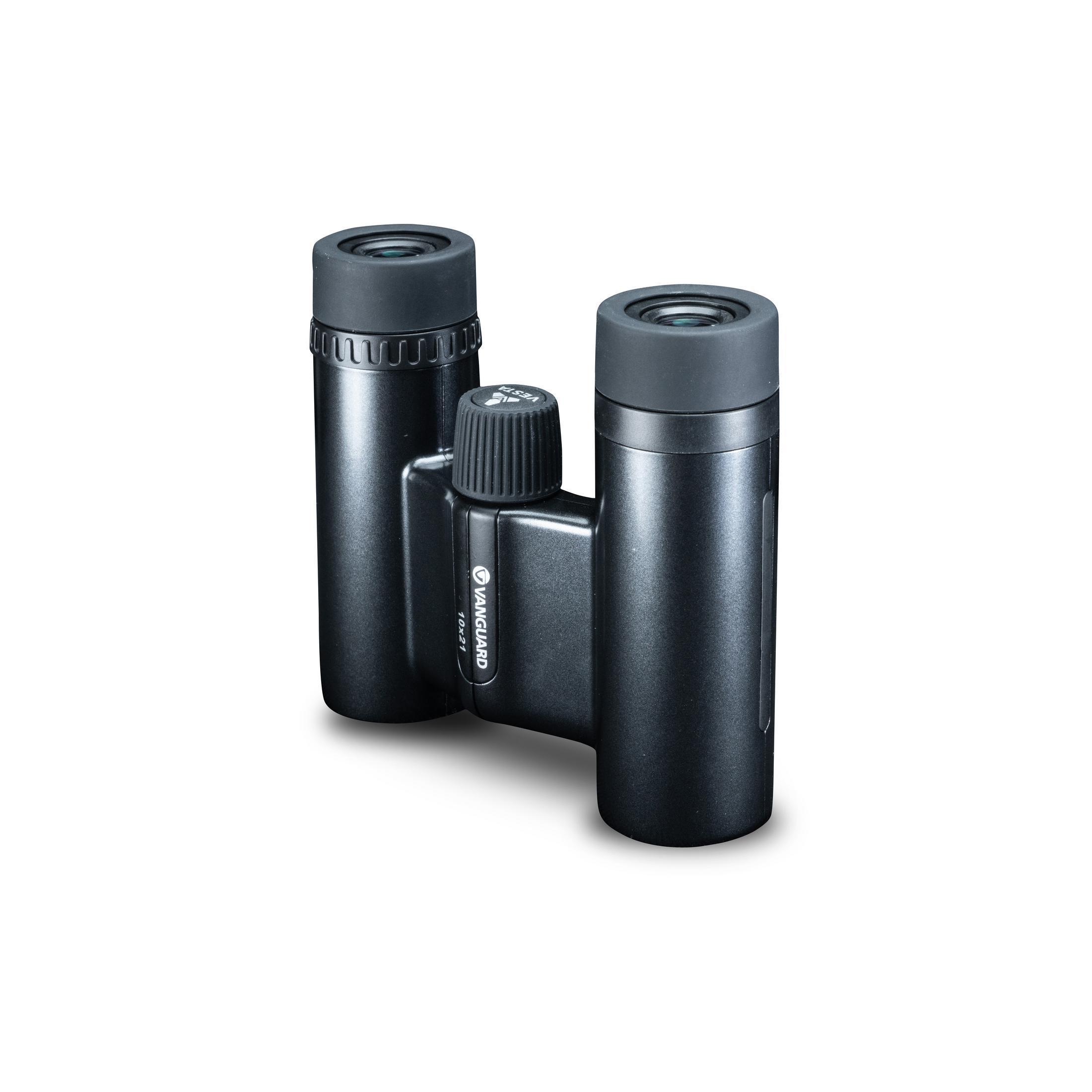 Czarno-szara lornetka. Białe tło.