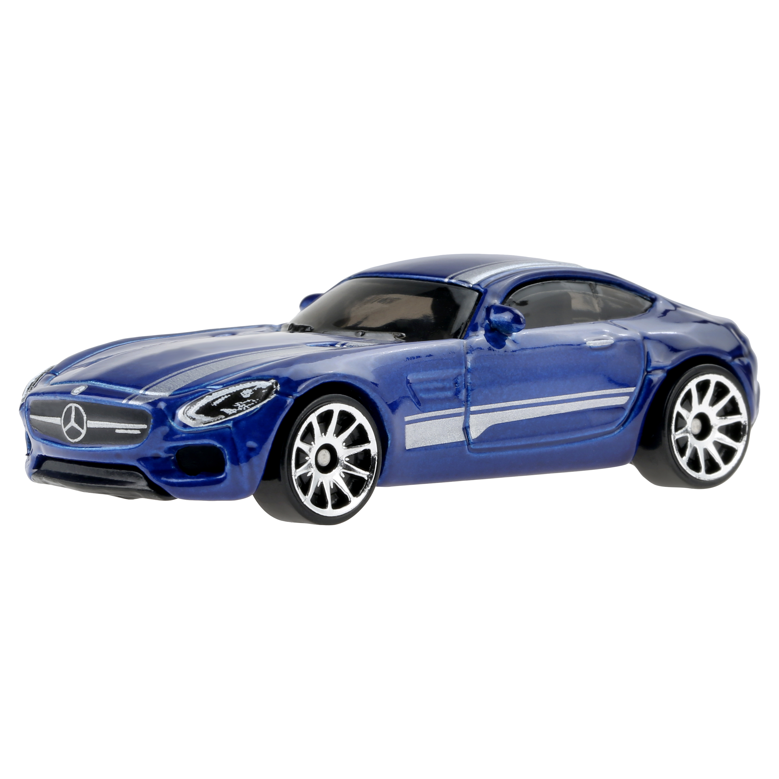 Blaues Spielzeugauto, Seitenansicht.