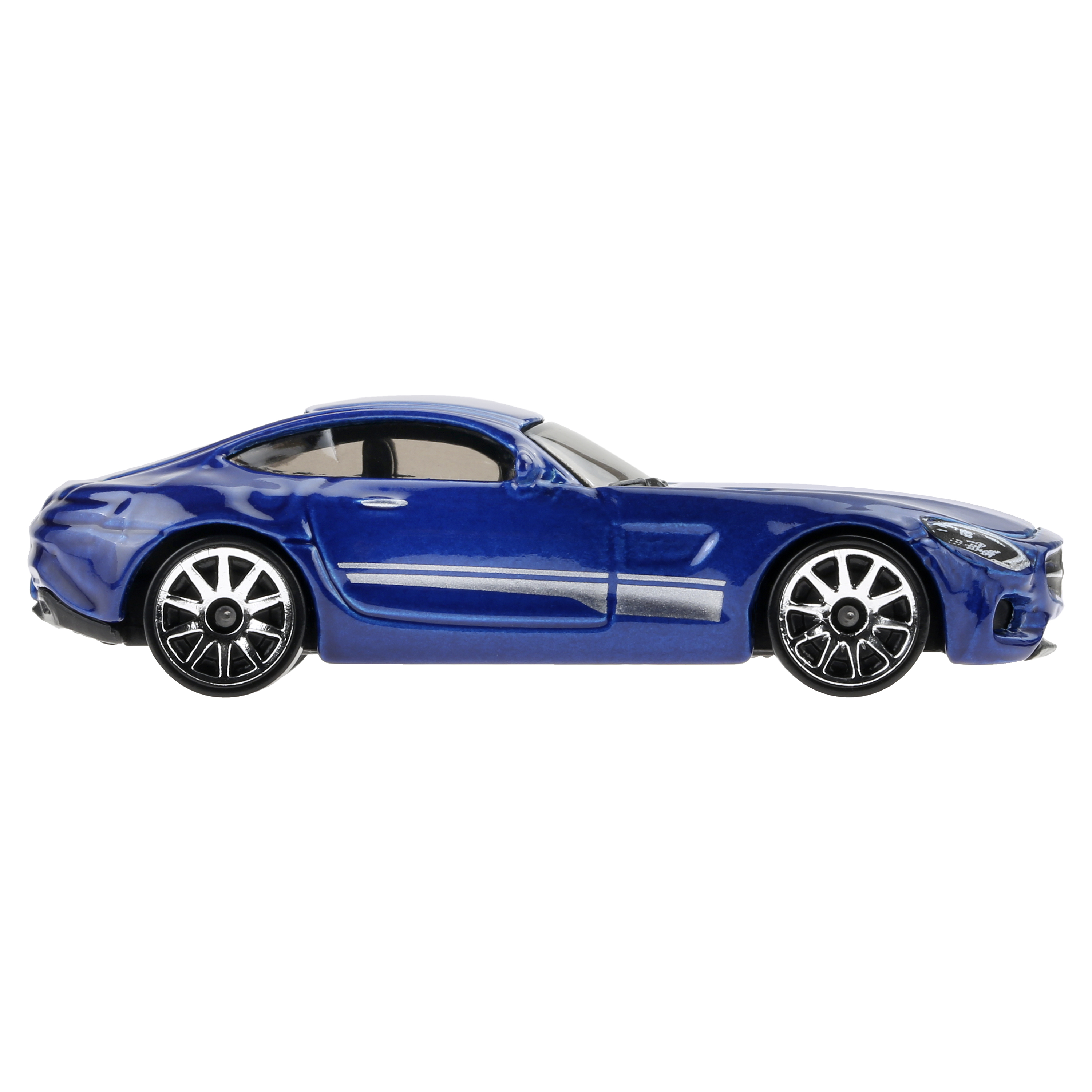 Blaues Spielzeugauto, Seitenansicht.
