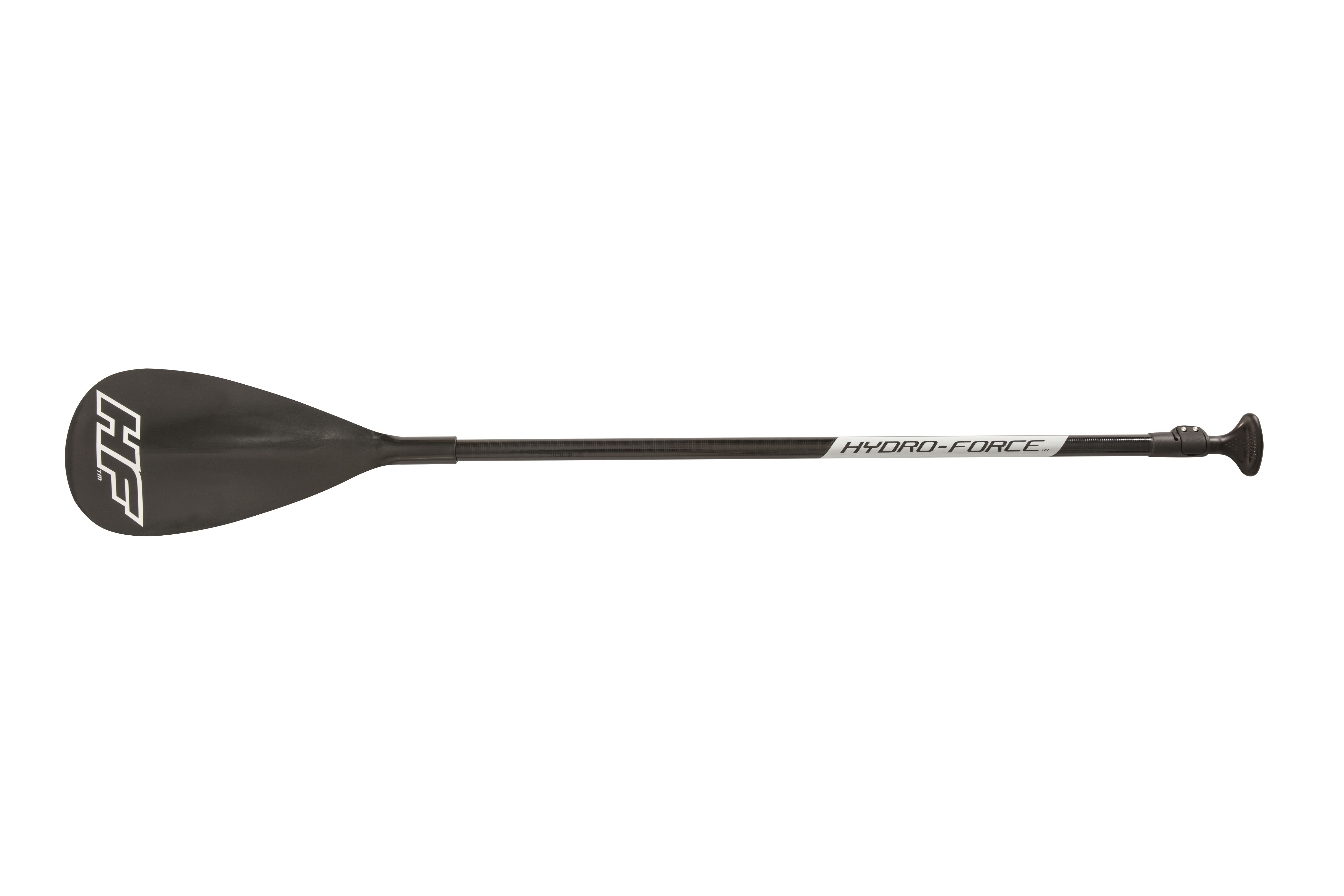 Pagaia nera con marchio Hydro-Force bianco su sfondo bianco.