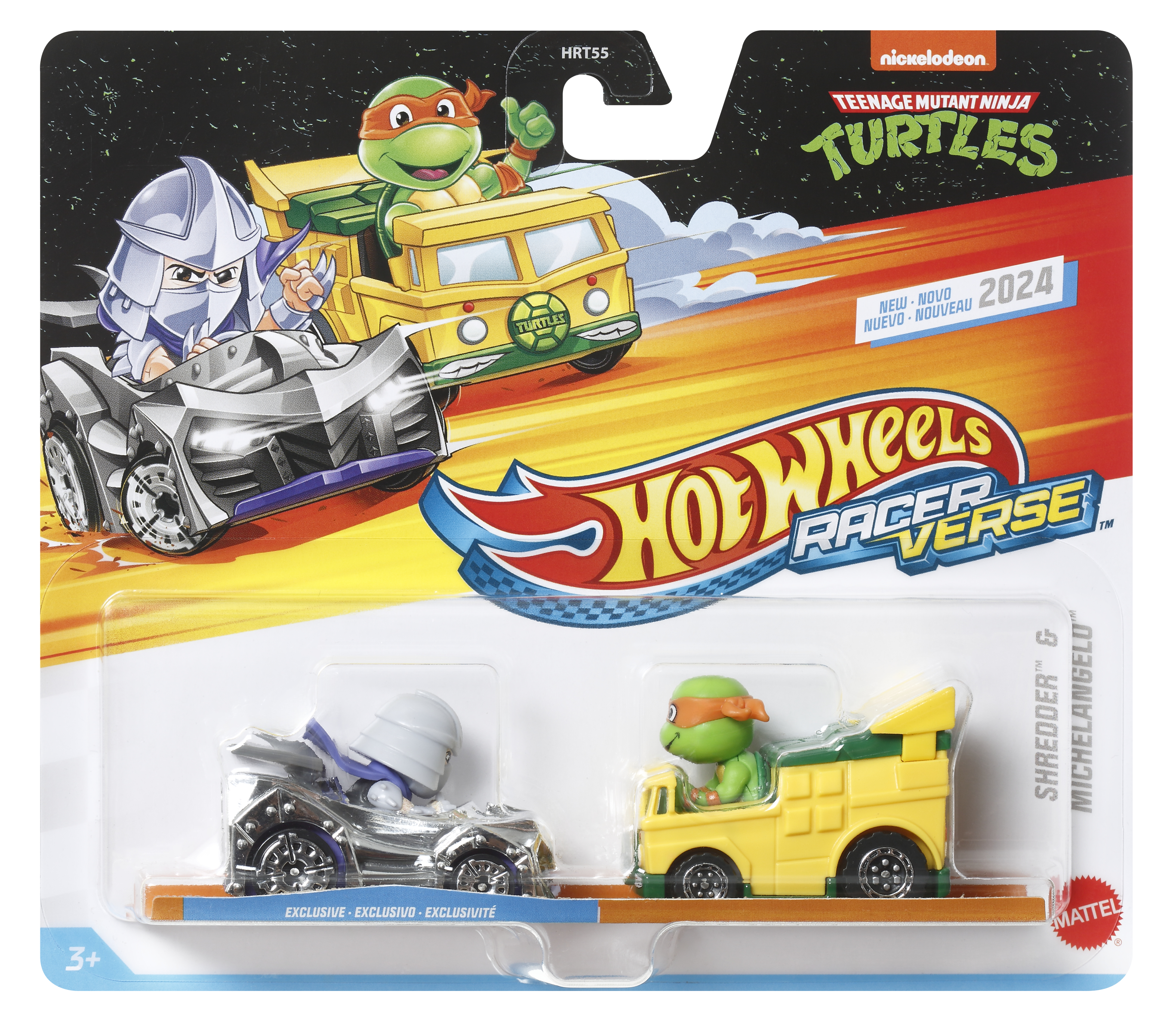 Confezione Hot Wheels Tartarughe Ninja. Auto Shredder e Michelangelo incluse.