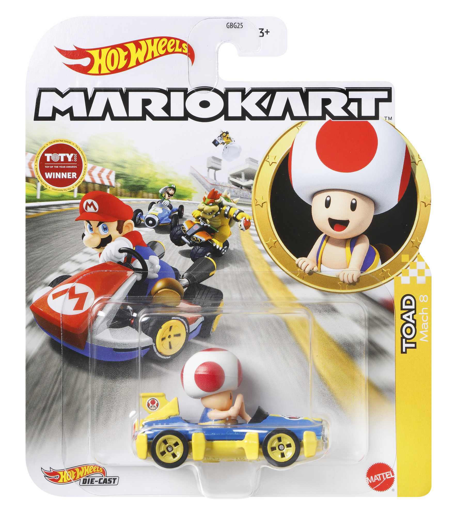 Zabawka samochód Hot Wheels Mario Kart w opakowaniu.