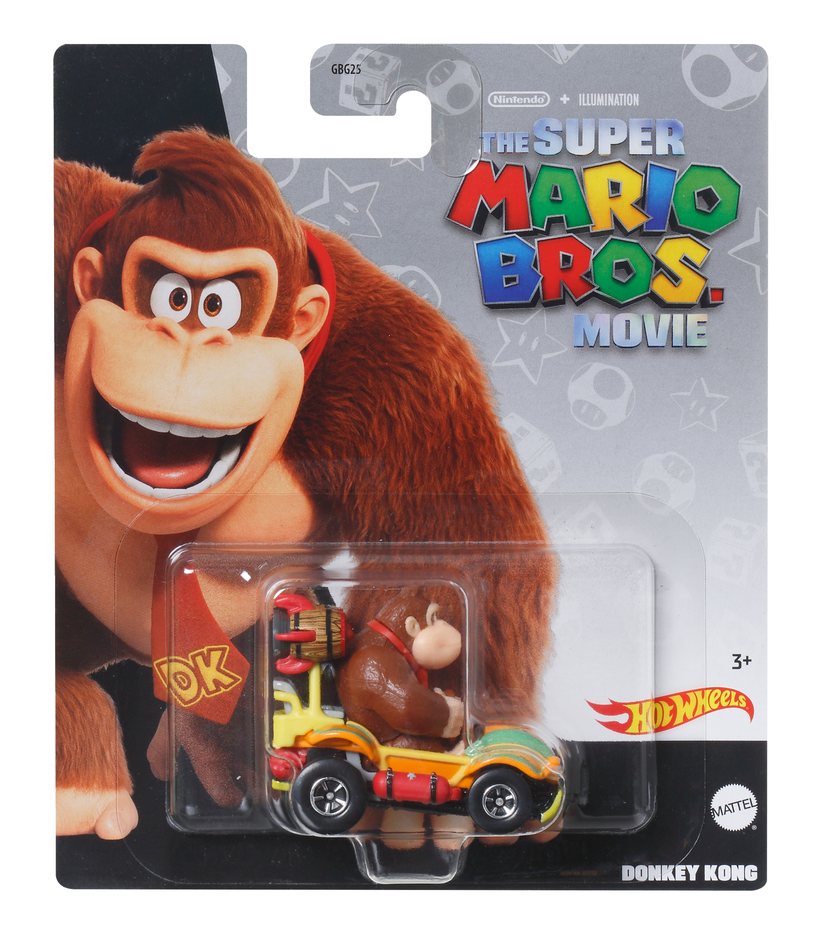 Donkey Kong Spielzeugauto in einer Packung. Die Super Mario Bros Filmmarkenverpackung.