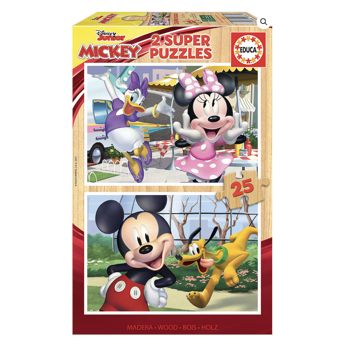 Pudełko z puzzlami Disney Junior Myszka Miki z Miki, Minnie, Pluto i Daisy.