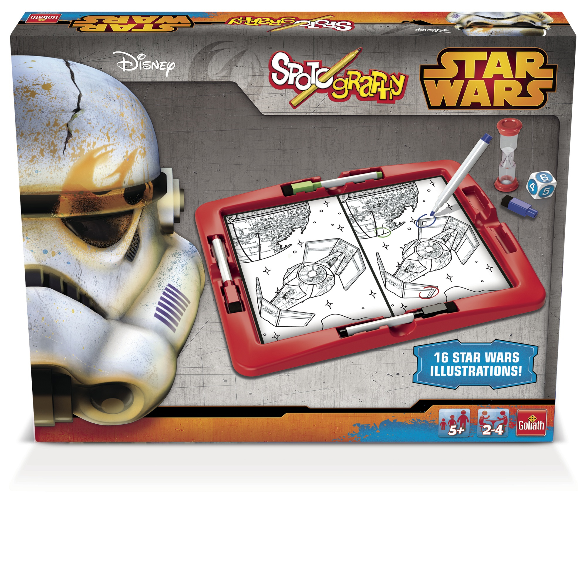 Caja de Star Wars Spotography con imagen de casco de soldado de asalto. Incluye una mesa de dibujo y accesorios.