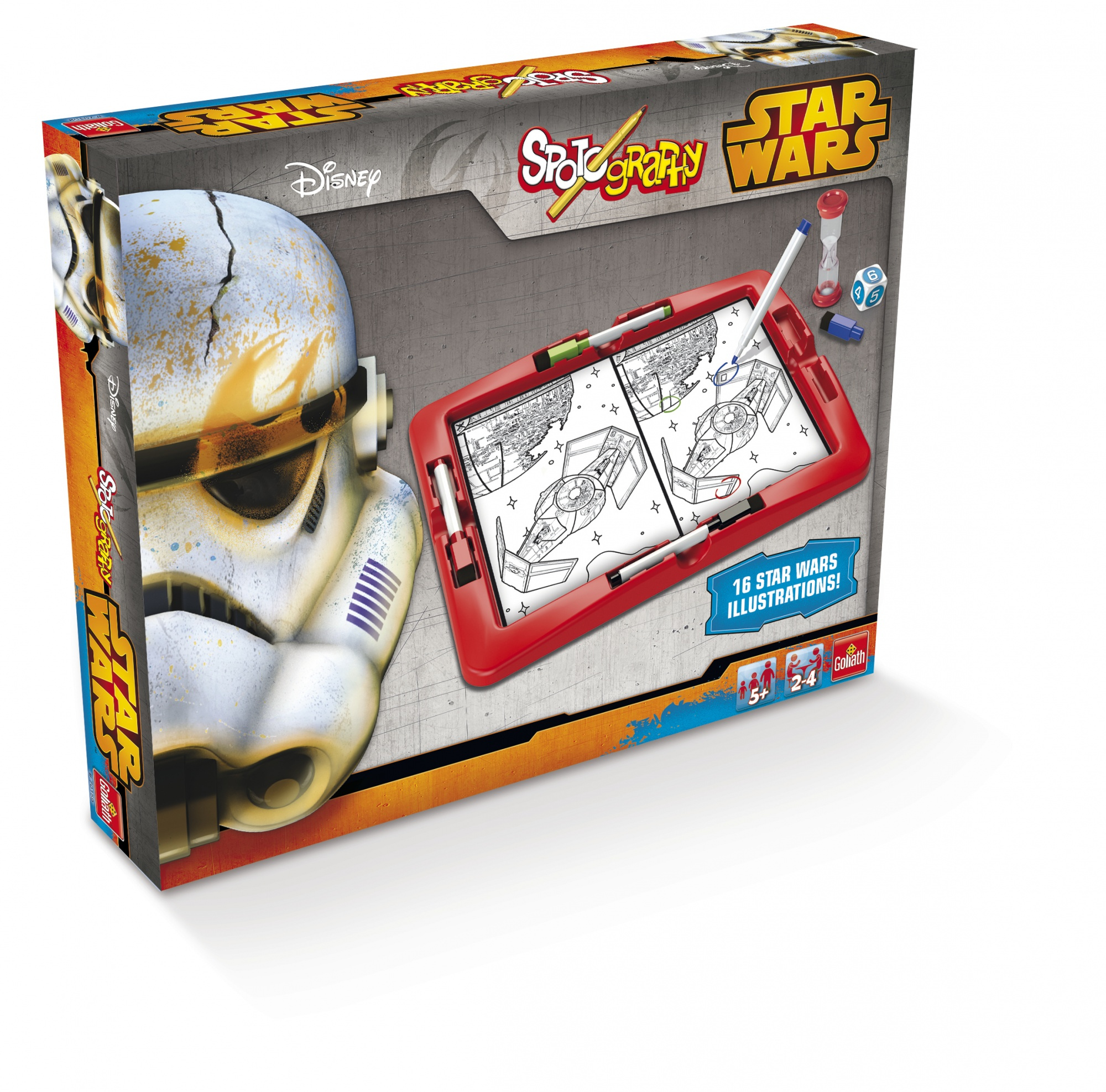 Caja del juego Star Wars Spot It! con un Stormtrooper.