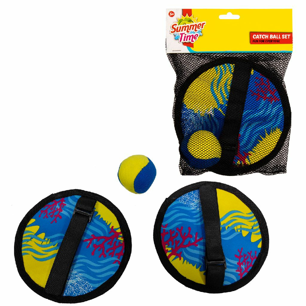 Un set di palline Summer Time. Due racchette e una palla in una borsa.