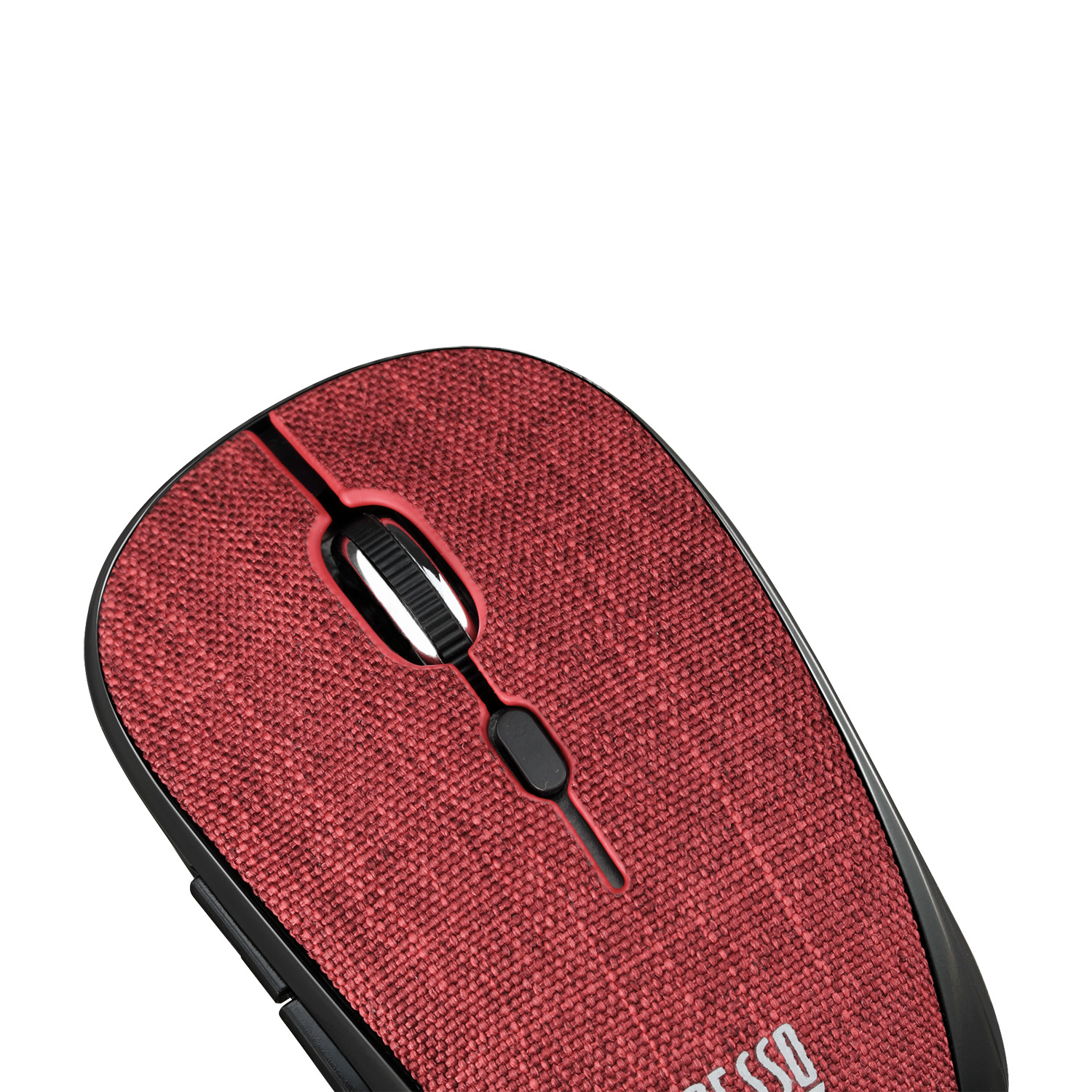 Un primo piano della parte superiore di un mouse per computer rosso con il marchio ADESSO.