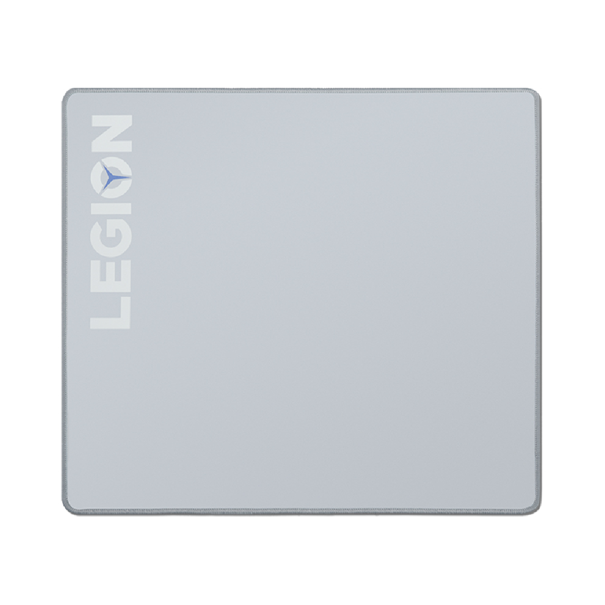 Szara podkładka pod mysz z białym napisem LEGION i niebieskim logo.