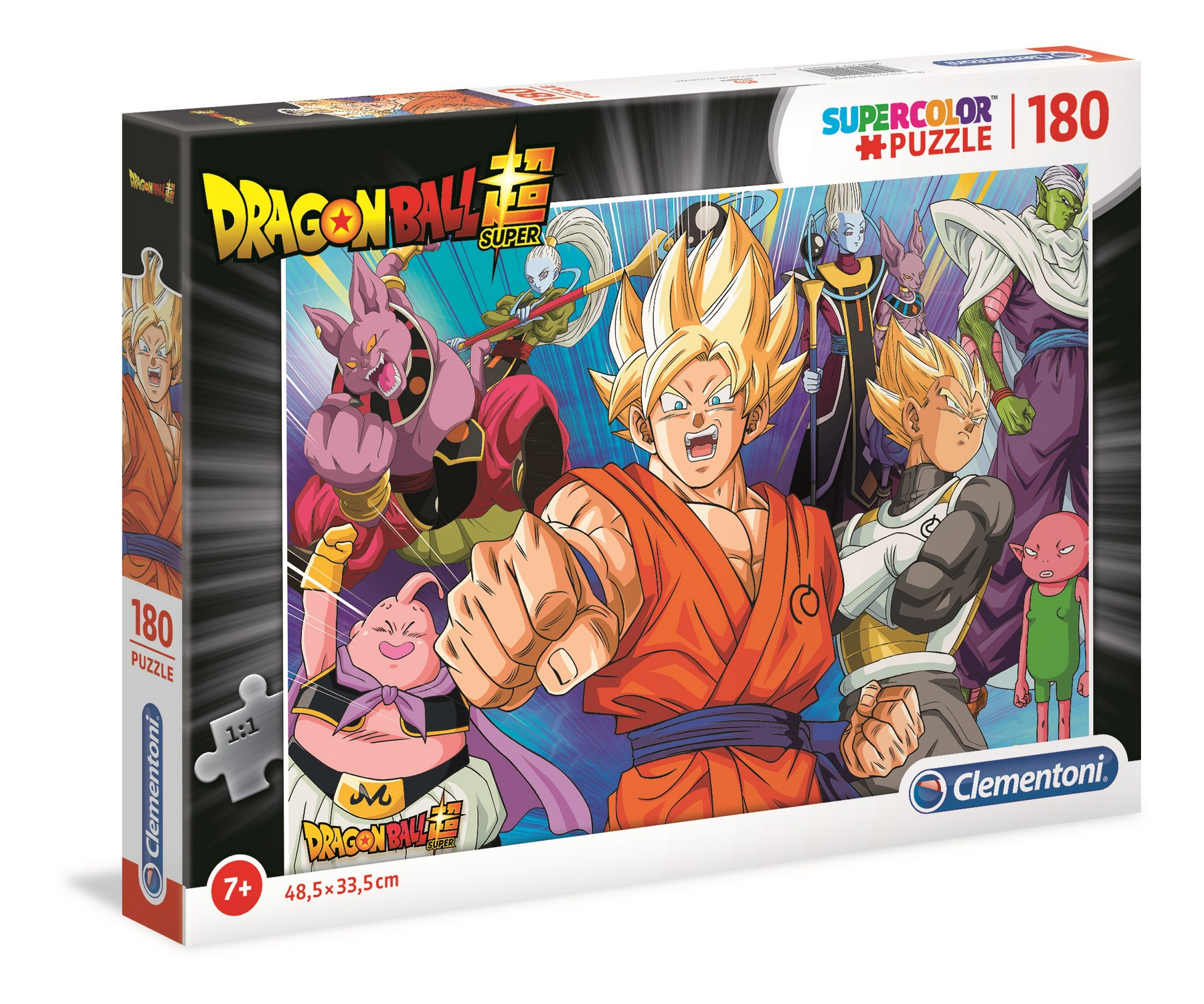 Dragon Ball Super puzzelbox met personages in actie, geïsoleerd op wit.