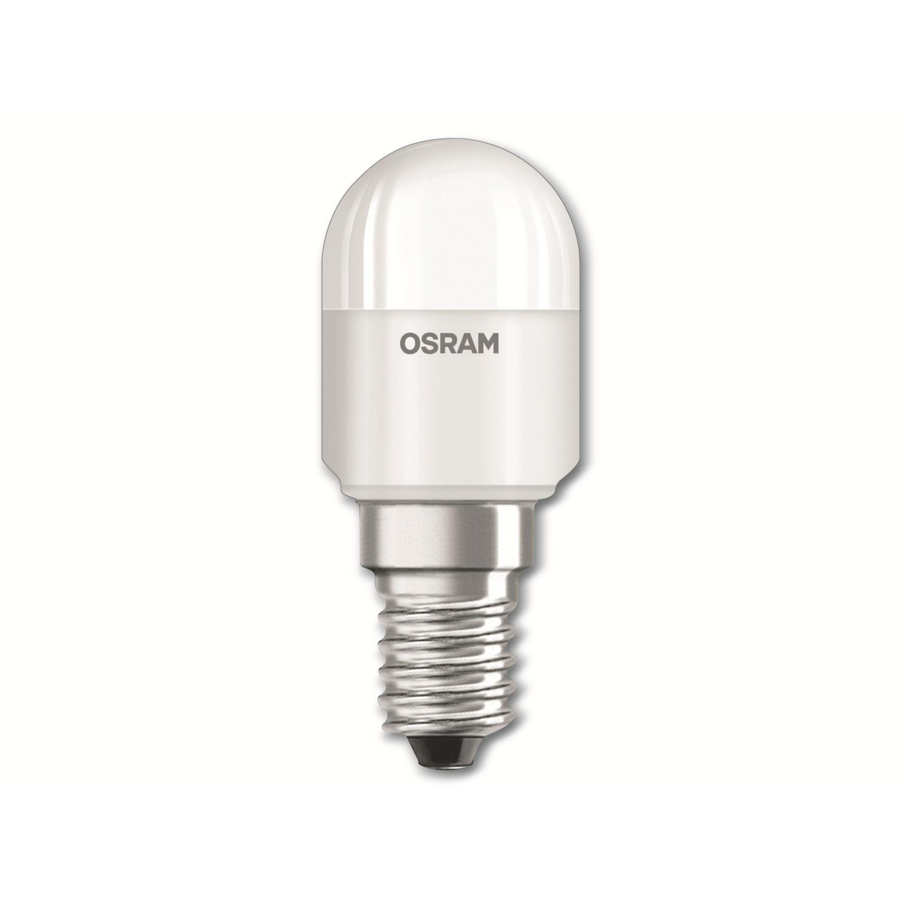 Lampadina LED OSRAM bianca su sfondo bianco.