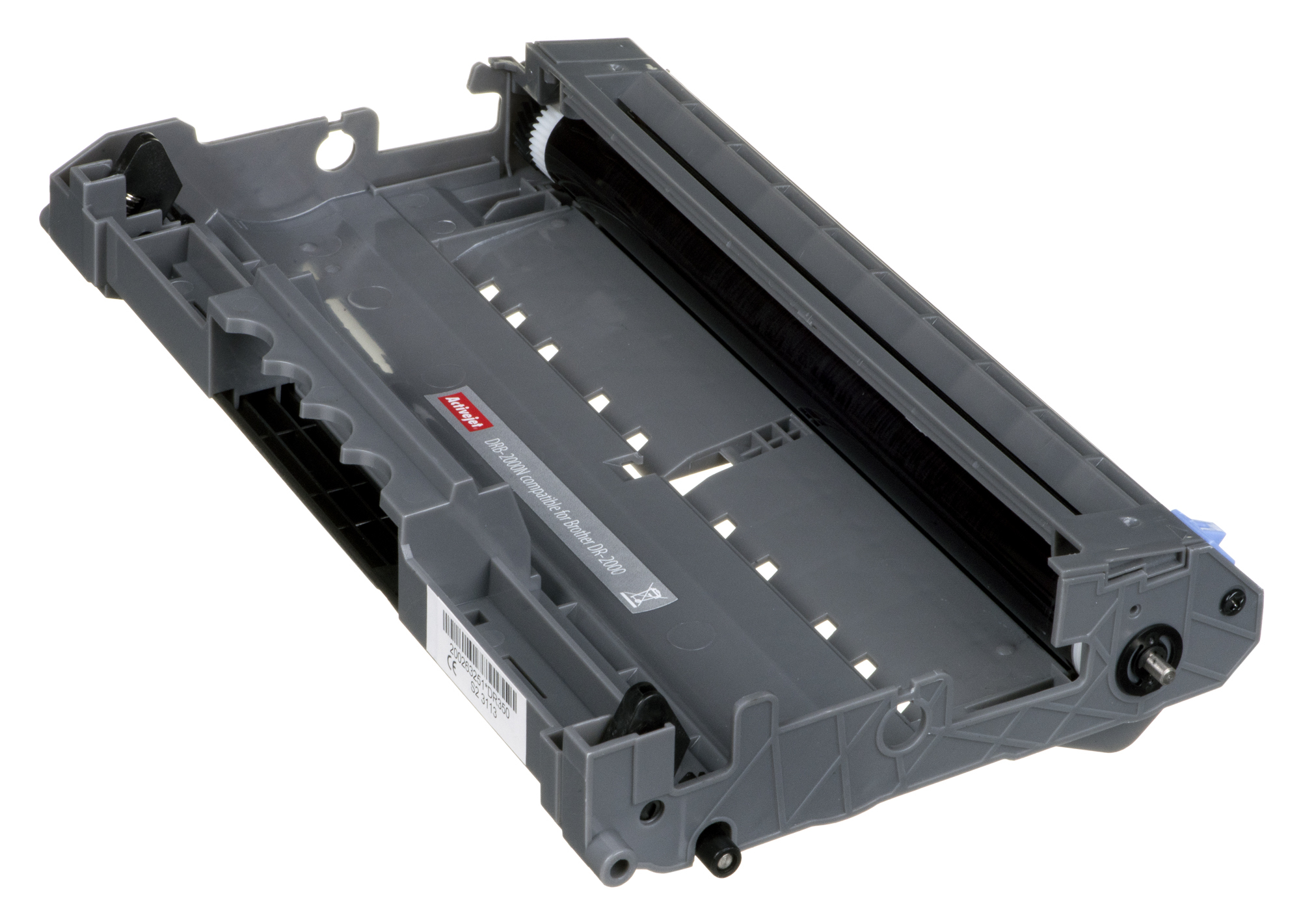 Szary wkład z tonerem. Kompatybilny z Brother DR-2000. Etykieta głosi: DR-2000.