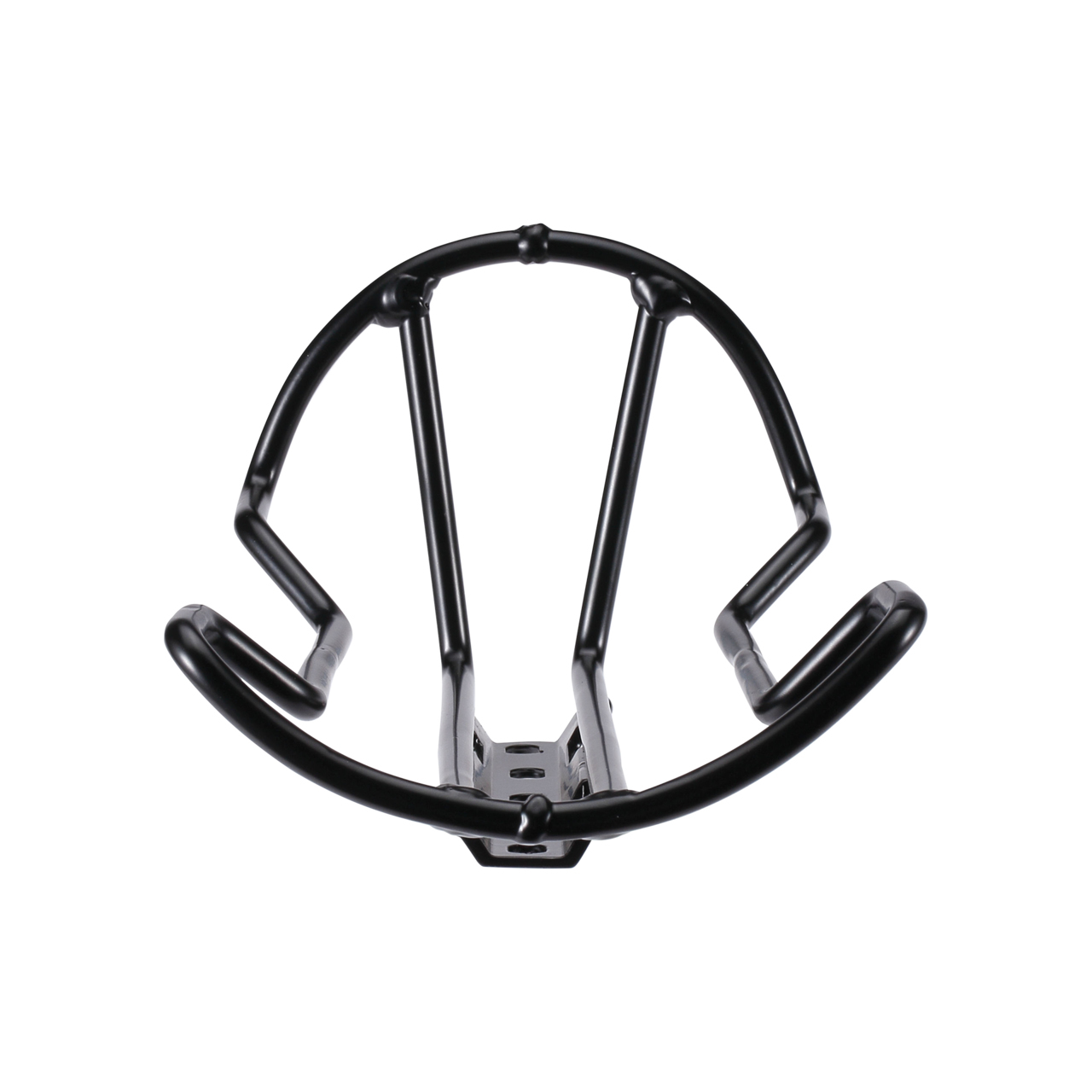 Czarna kierownica rowerowa. Białe tło.