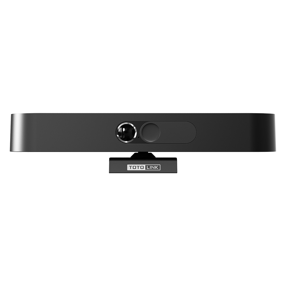 Telecamera Totolink nera con microfono e altoparlante integrati.